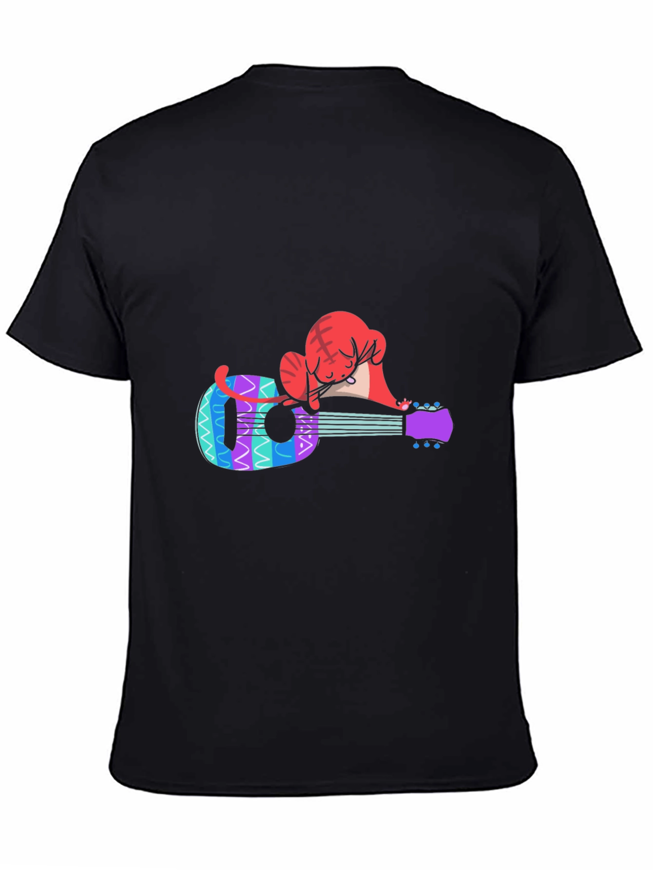 Black Cat Nap Ukulele T-Shirt - Music Lover Tee view 4
