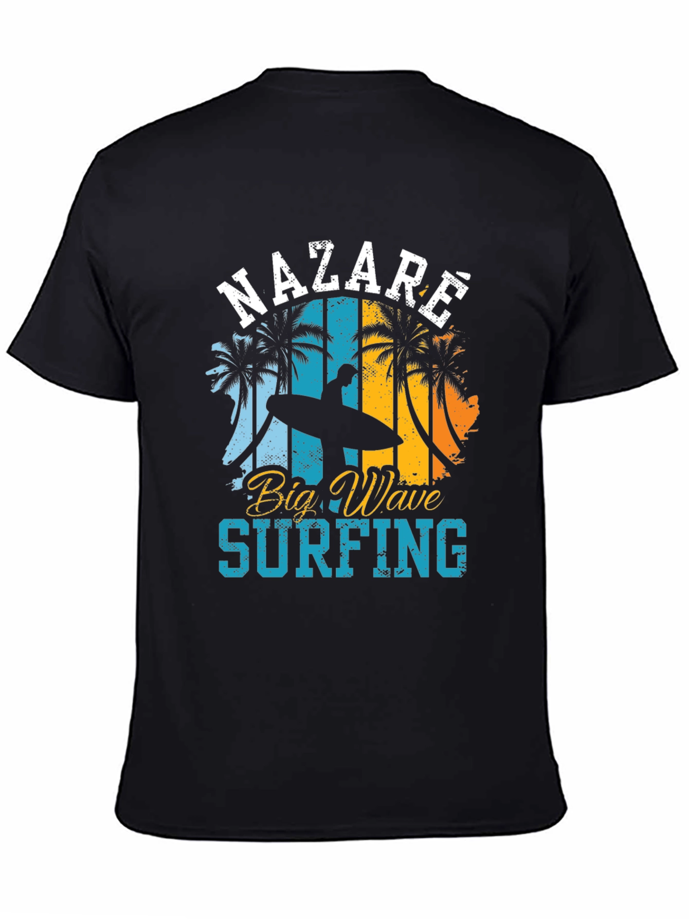 Black Nazare Big Wave Surfing Tee view 4