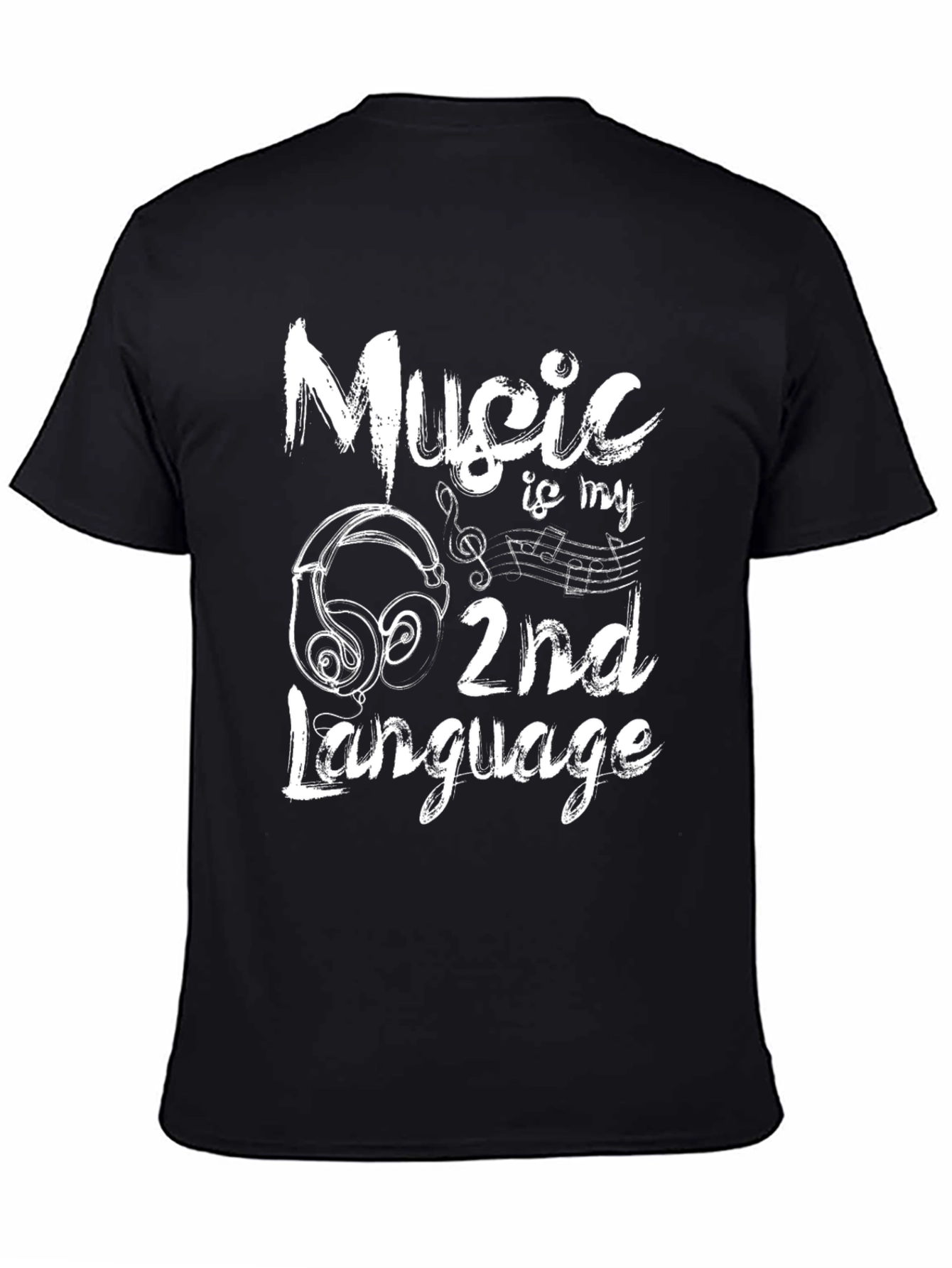 Black Music is My 2nd Language Black Graphic Tee view 4