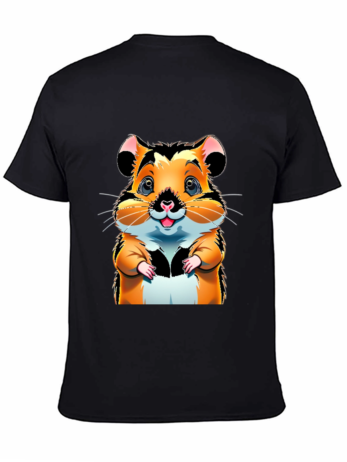 Black Cute Hamster Cartoon Graphic Tee view 4