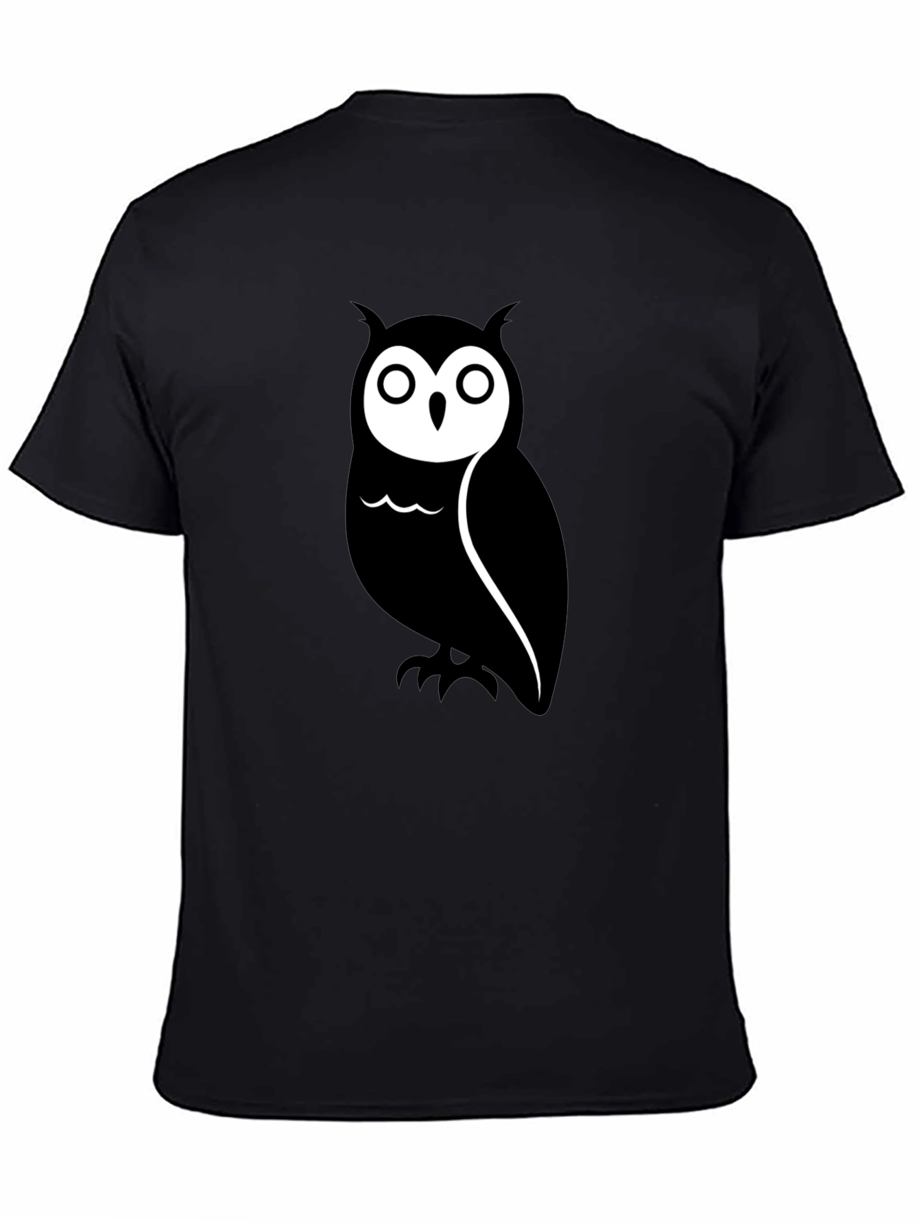 Black Men's Black Owl Graphic Tee - Casual Short Sleeve Shirt view 4