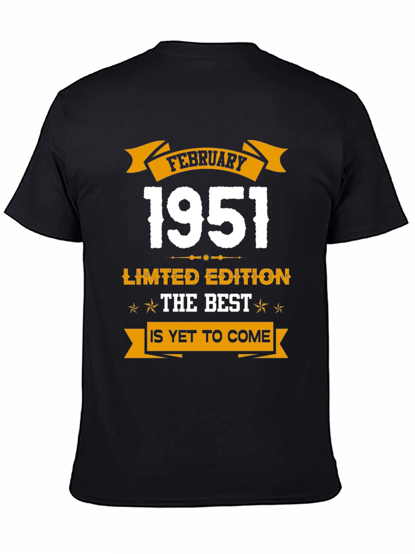 Black February 1951 Limited Edition Birthday T-Shirt view 4