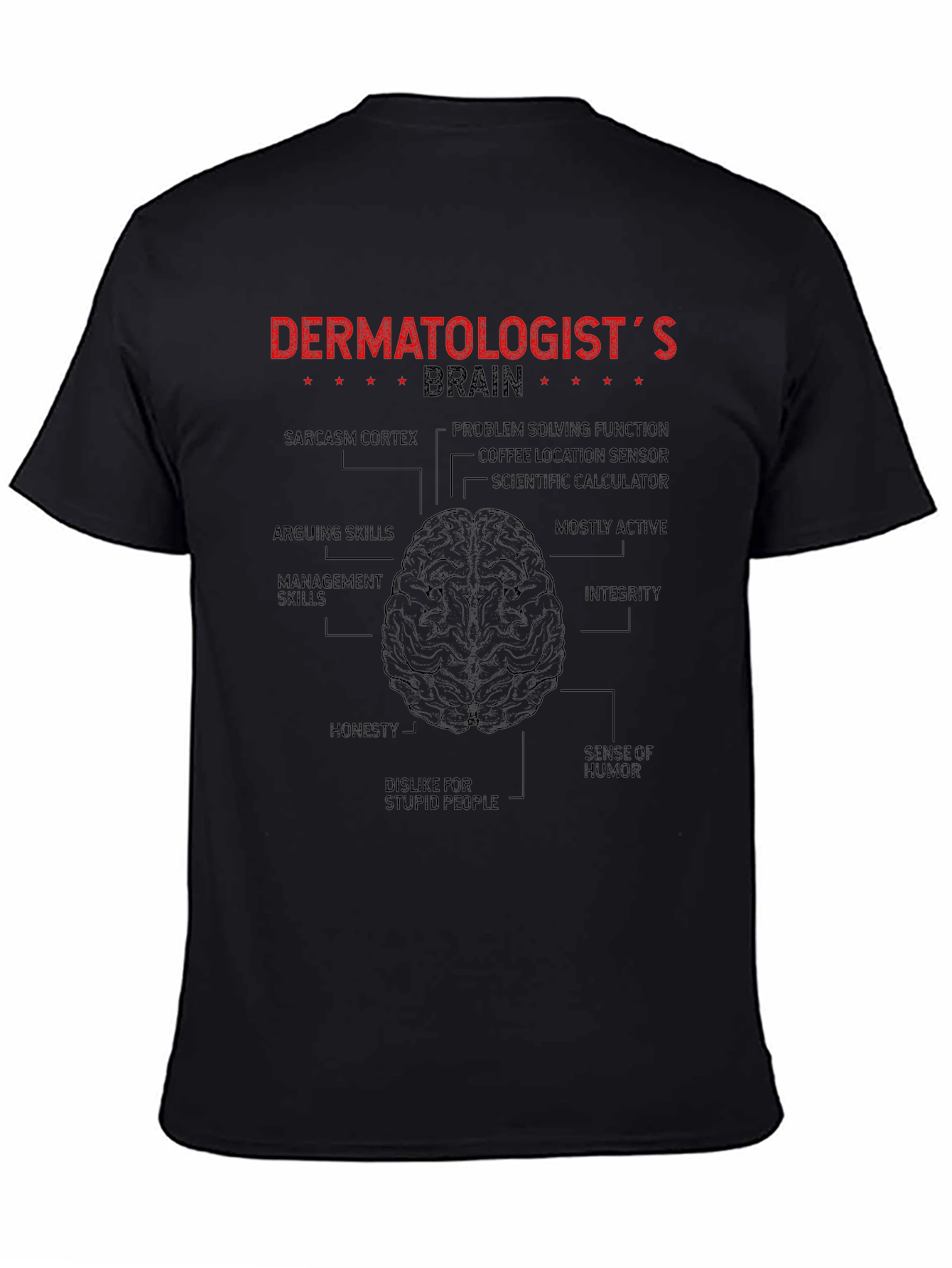 Black Dermatologist Brain T-Shirt - Funny Anatomy Tee view 4