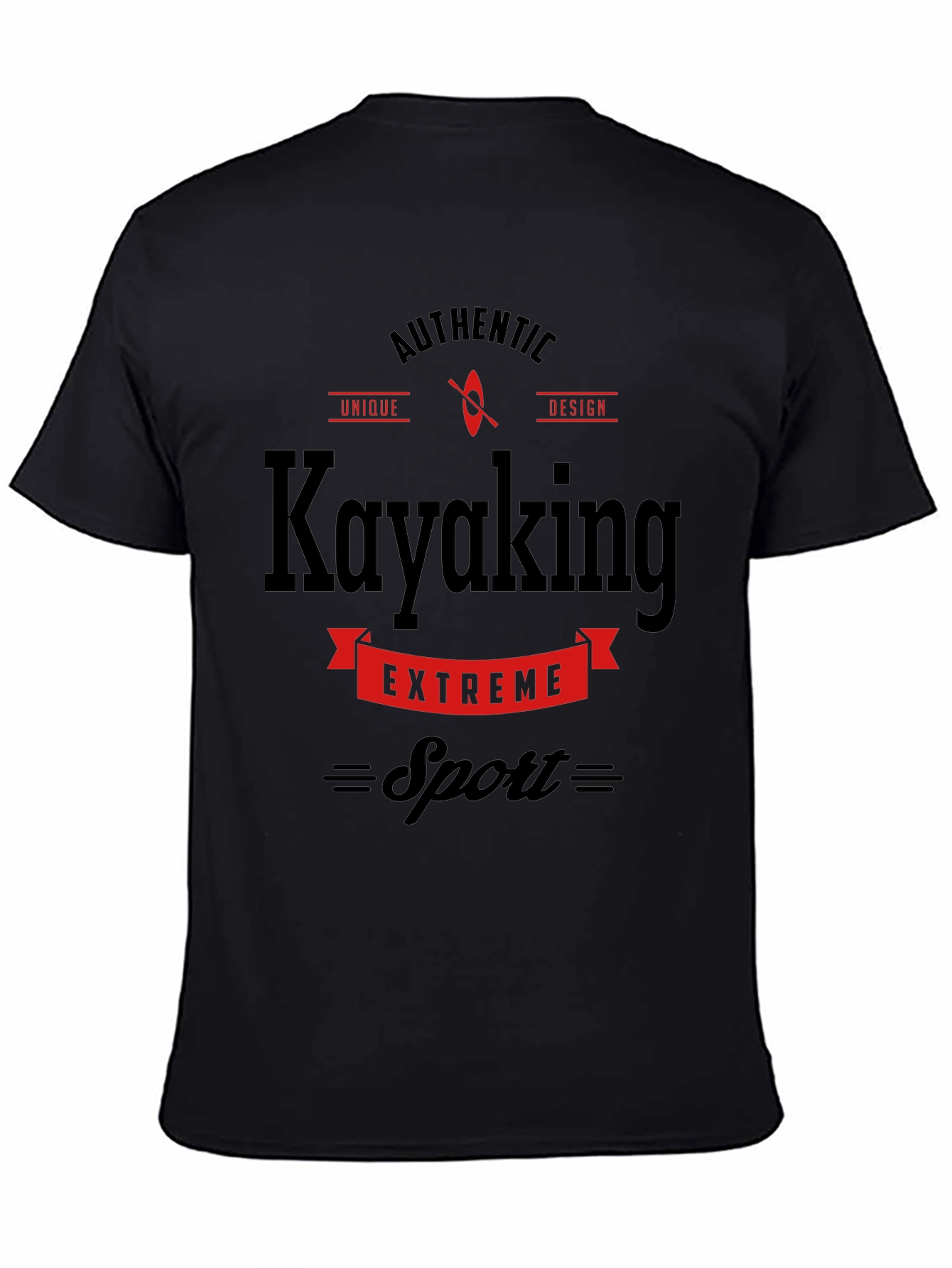 Black Kayaking Extreme Sport T-Shirt view 4