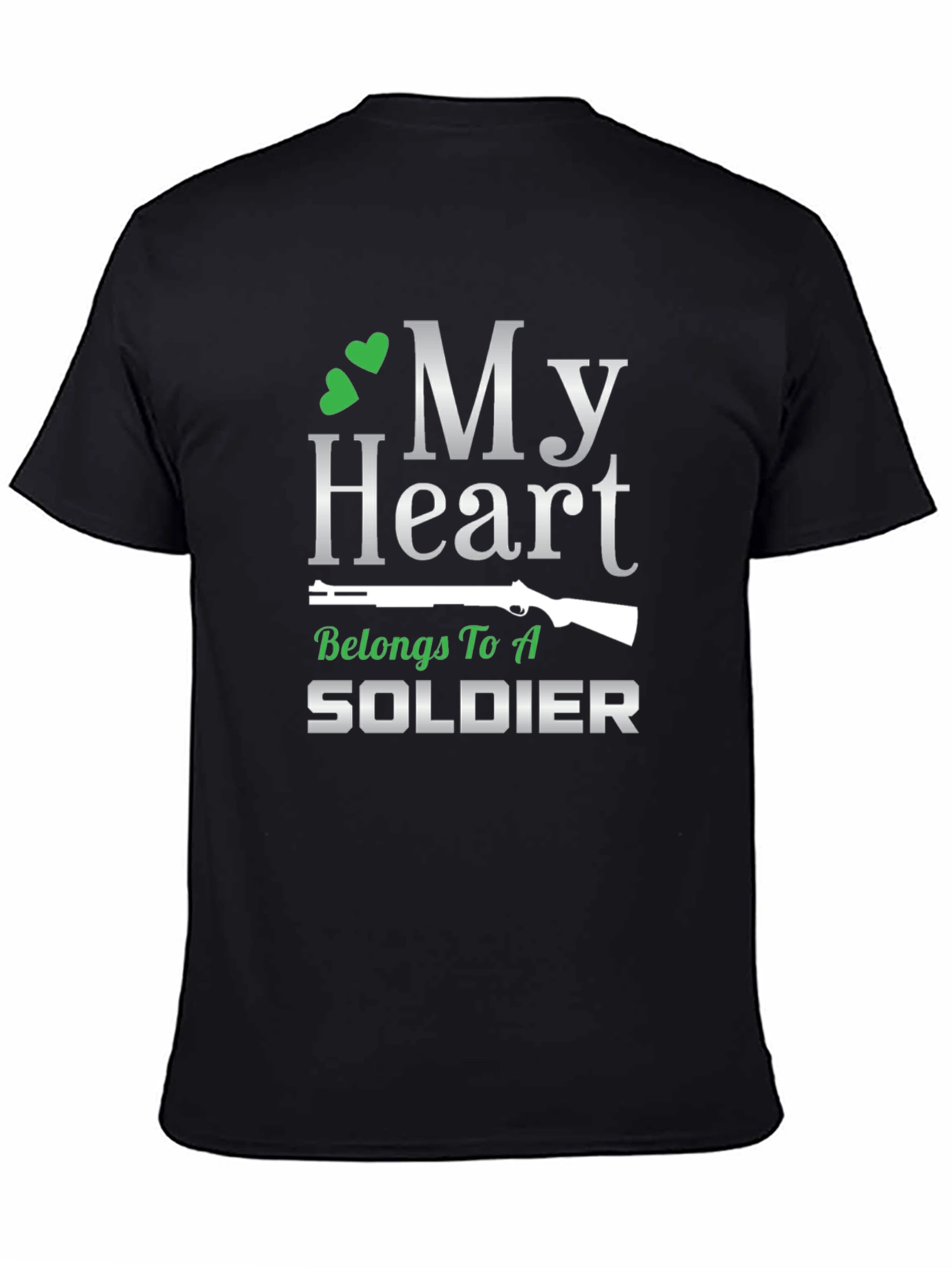 Black My Heart Belongs To A Soldier Graphic T-Shirt view 4