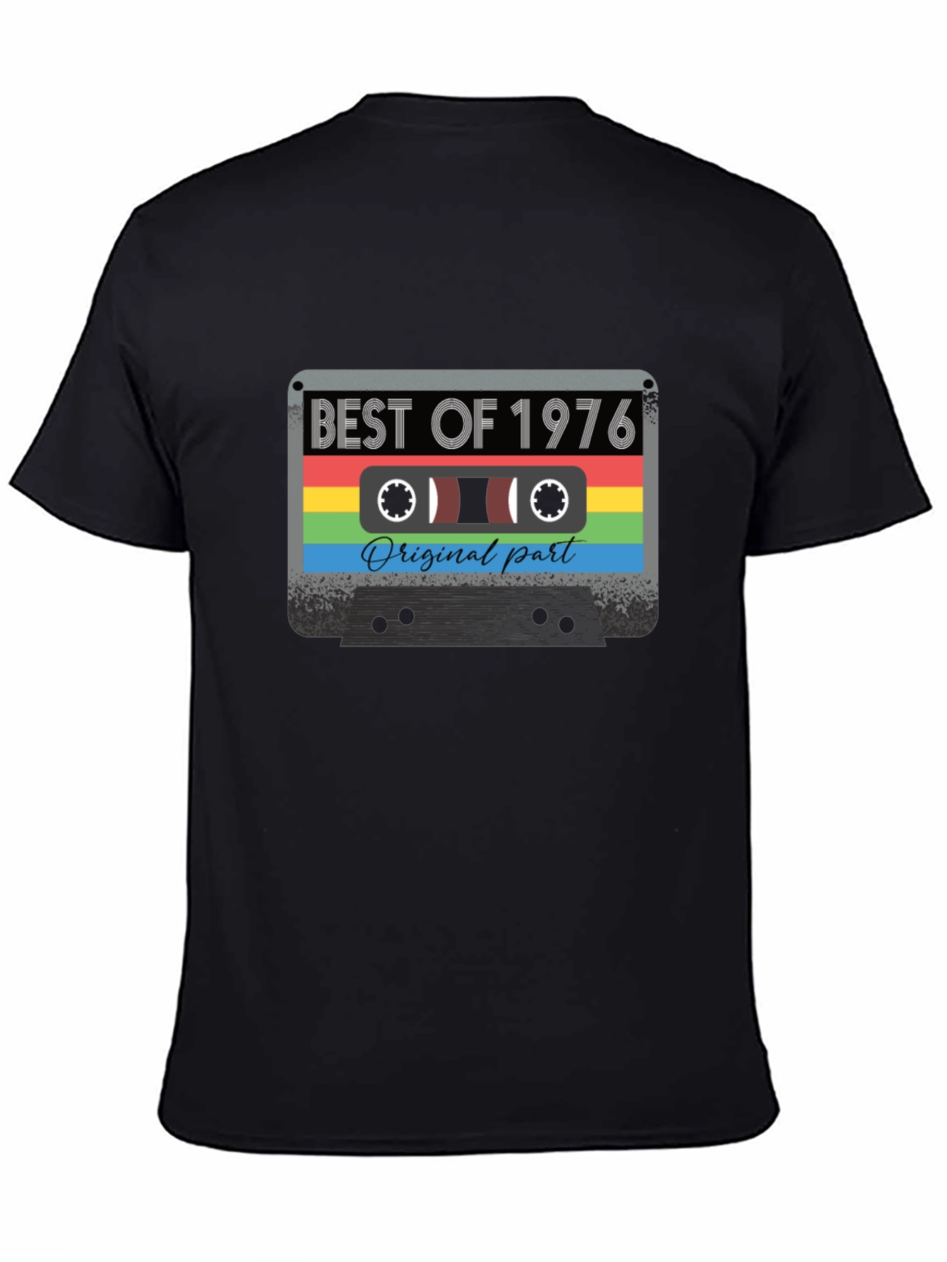 Black Best of 1976 Cassette Tape Graphic T-Shirt view 4