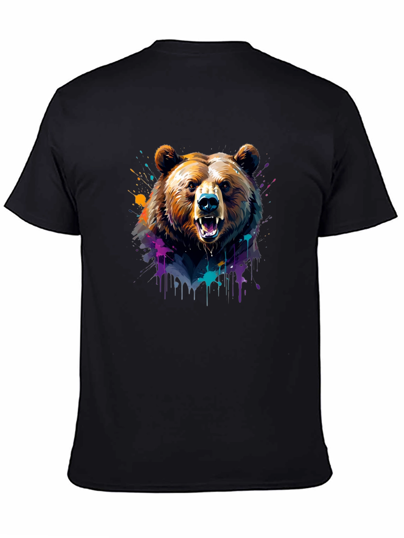 Black Bear Graphic Tee - Colorful Animal Print Shirt view 4