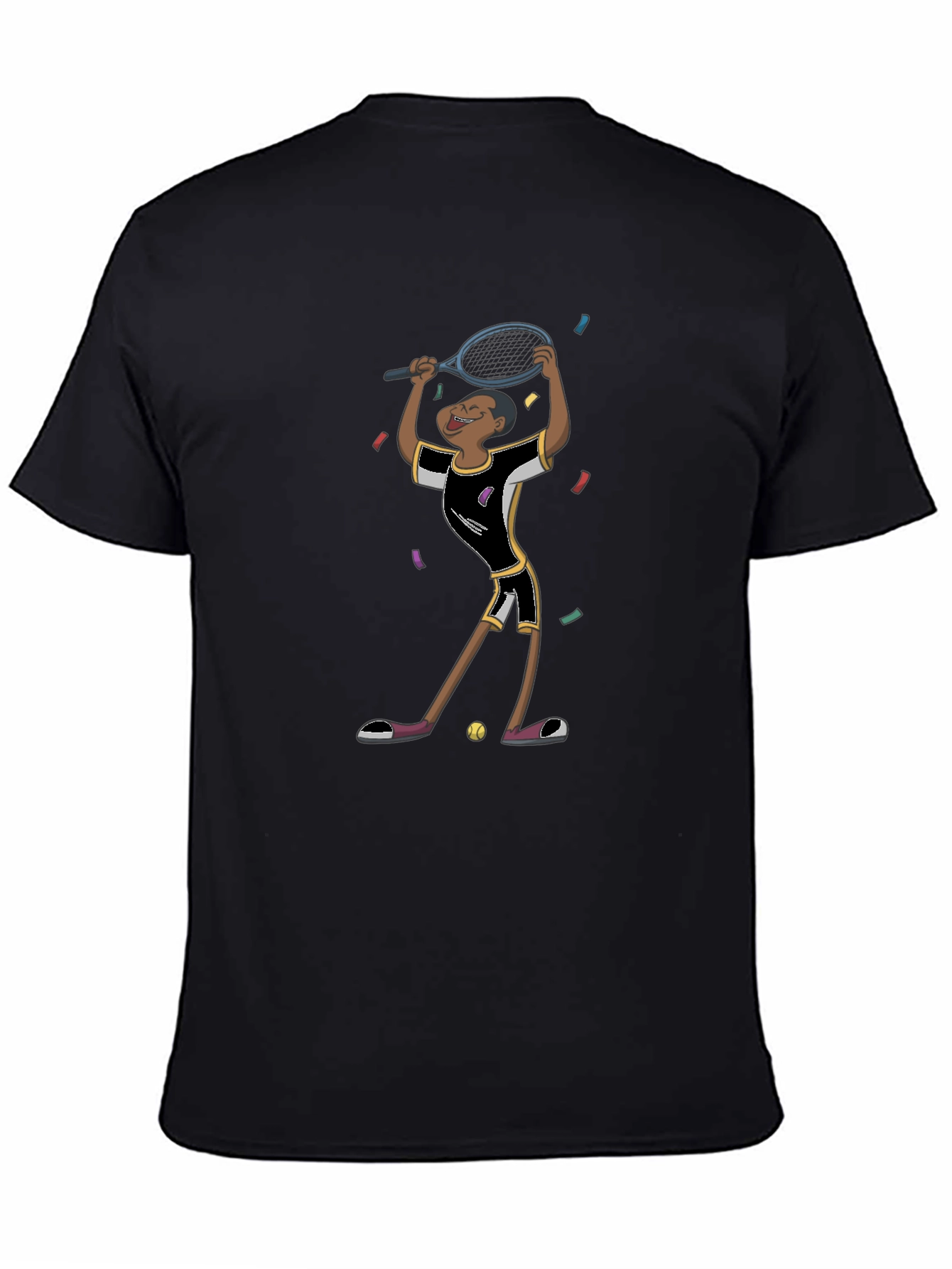 Black Tennis Player Graphic T-Shirt - Black Cotton Tee view 4