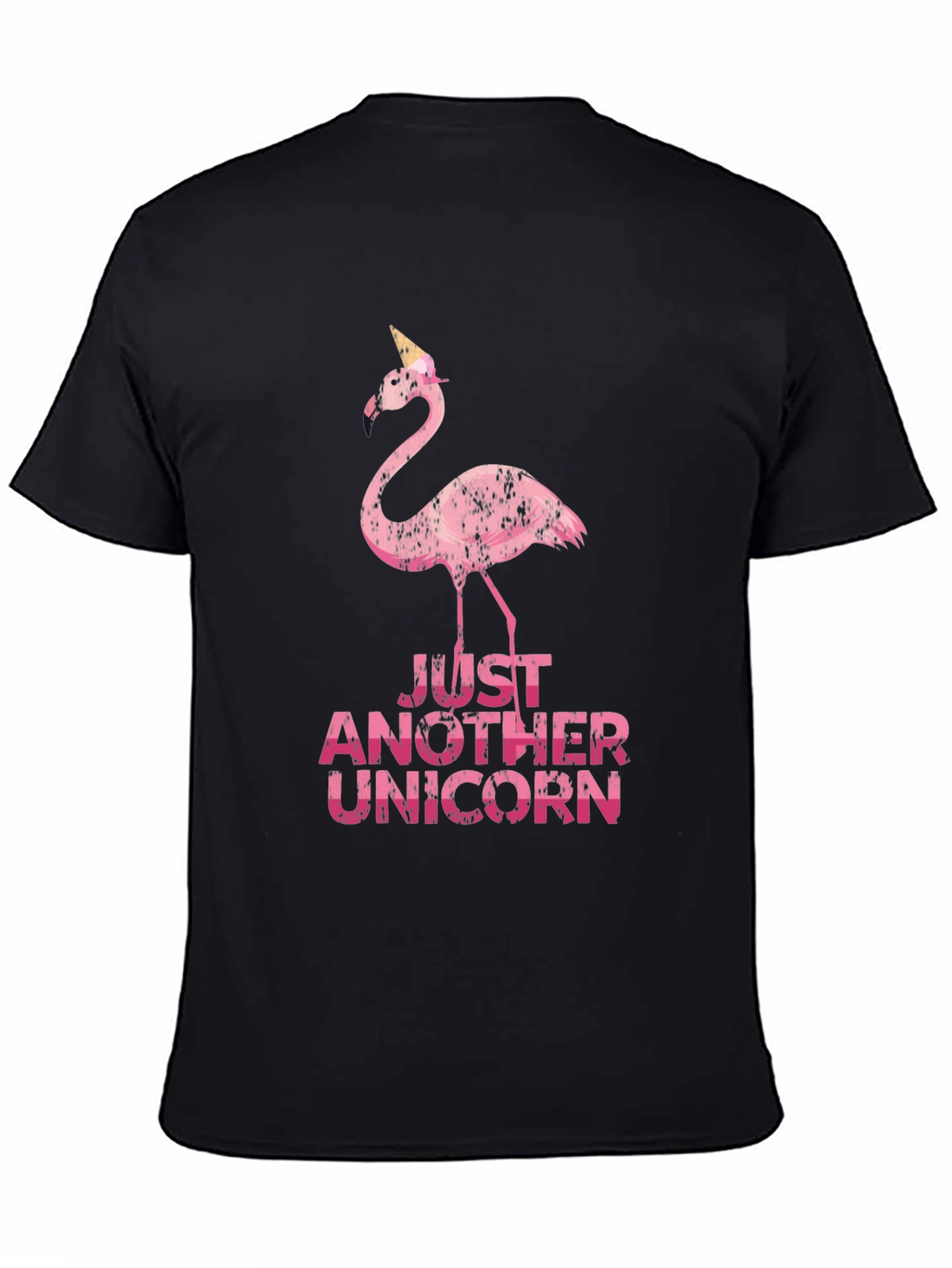 Black Funny Flamingo Unicorn Graphic Tee view 4