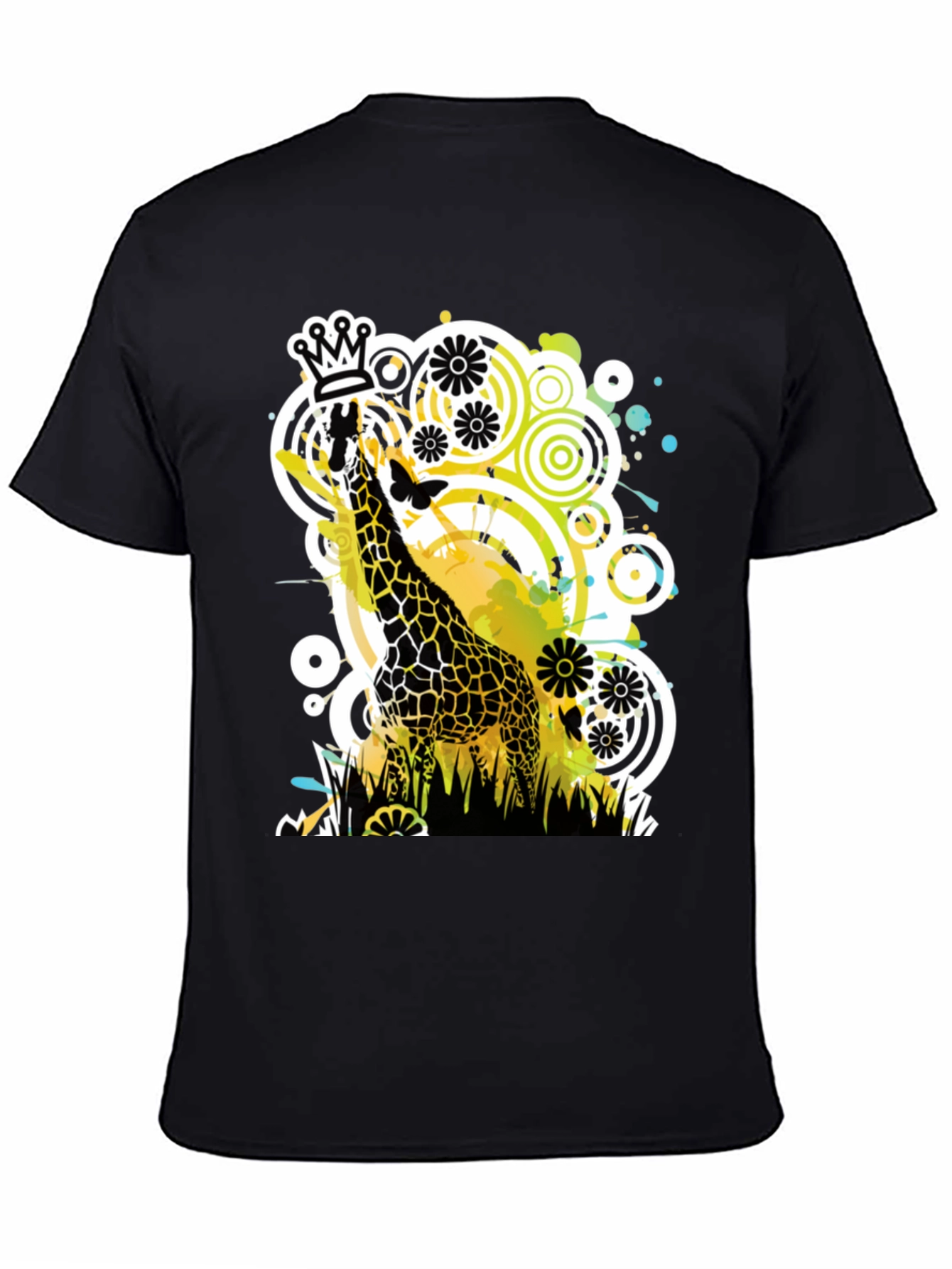 Black Crowned Giraffe Graphic Tee - Modern Art Shirt view 4