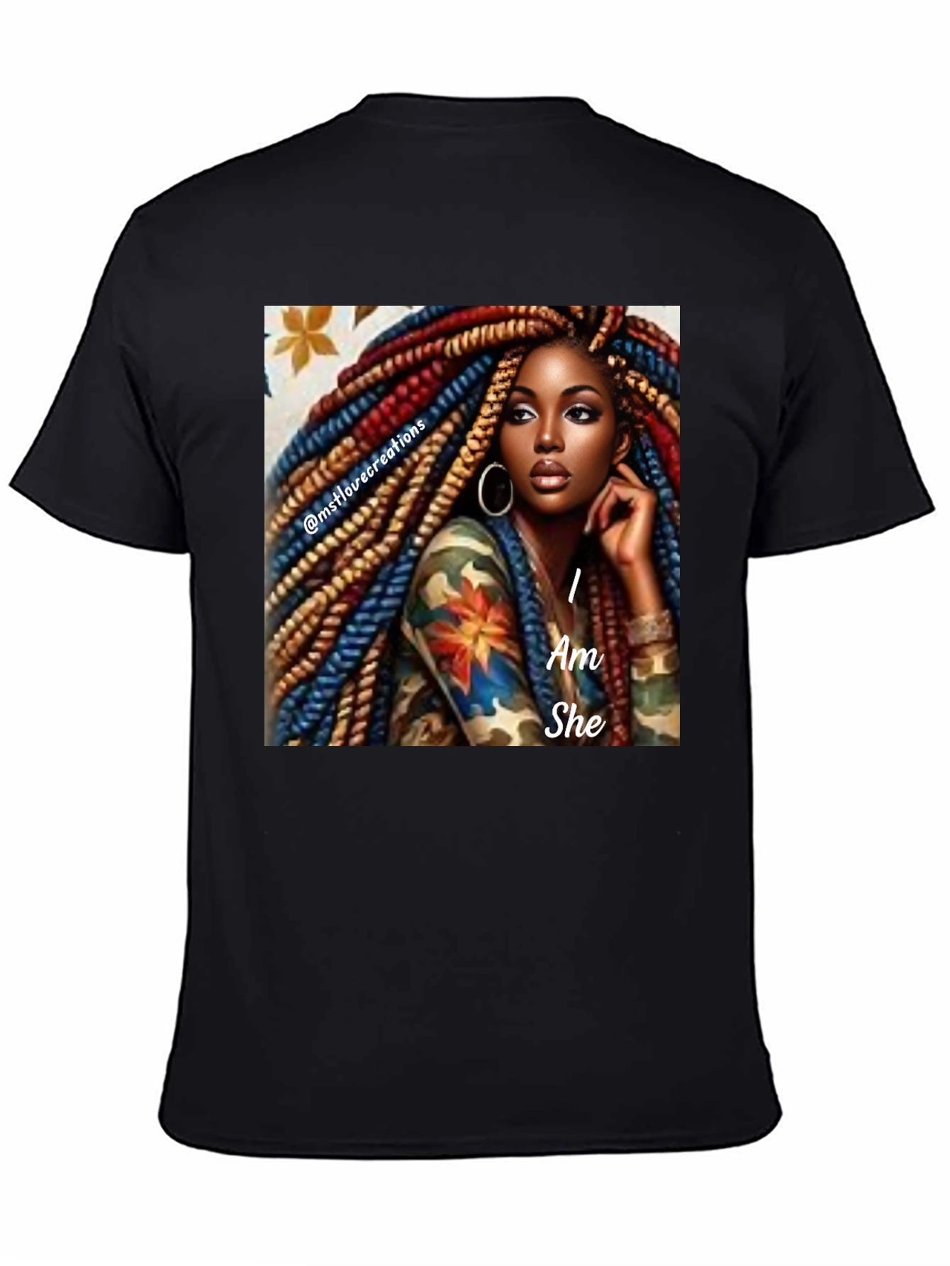 Black I Am She Graphic Tee - Black Cotton Blend view 4