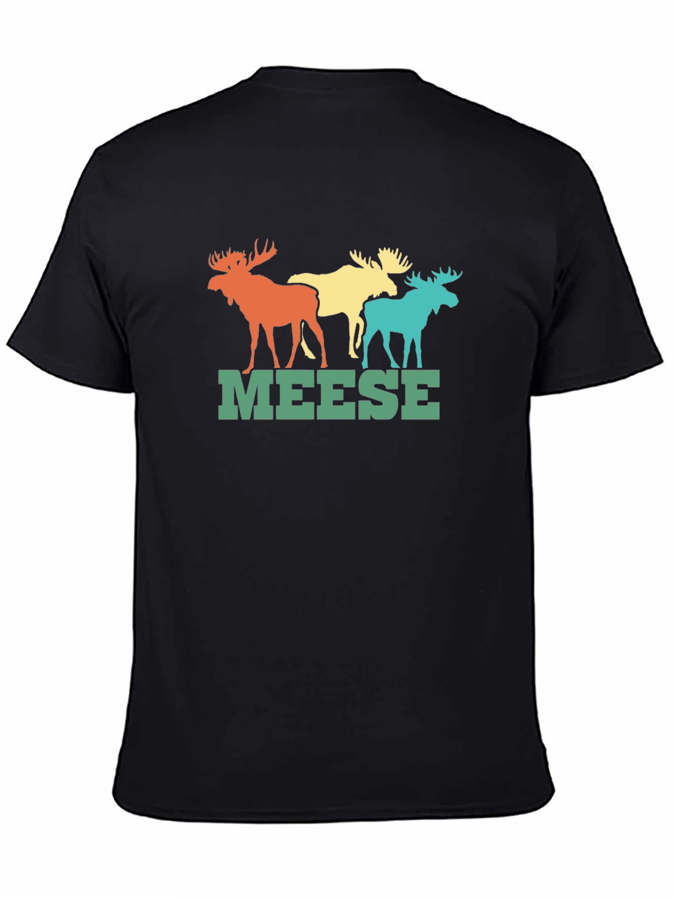 Black Retro Meese T-Shirt: Colorful Moose Graphic Tee view 4