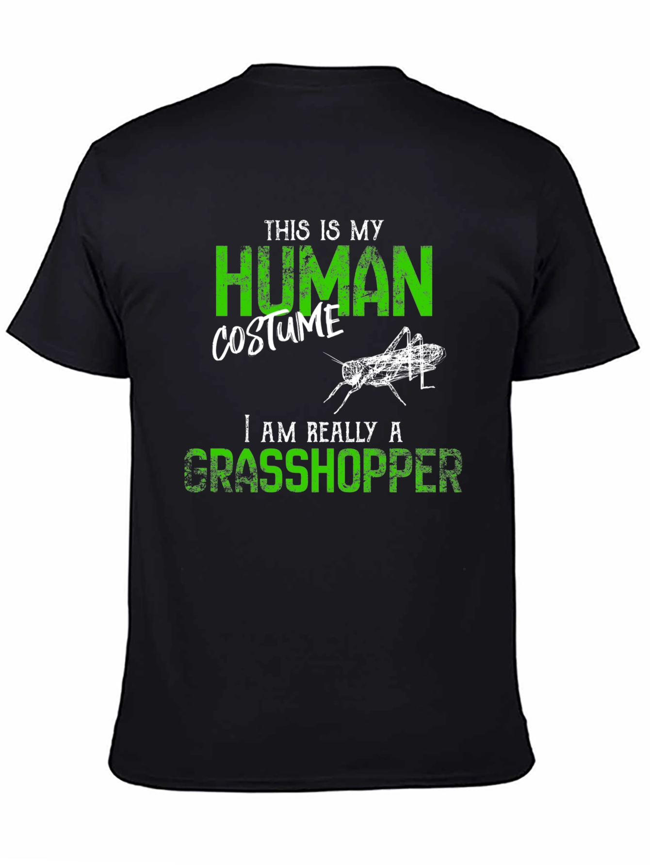 Black Human Costume Grasshopper Graphic Tee view 4