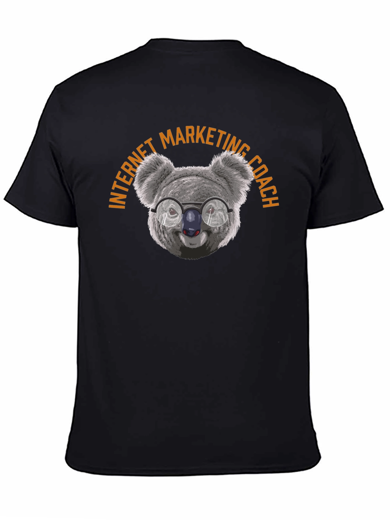 Black Internet Marketing Coach Koala T-Shirt view 4