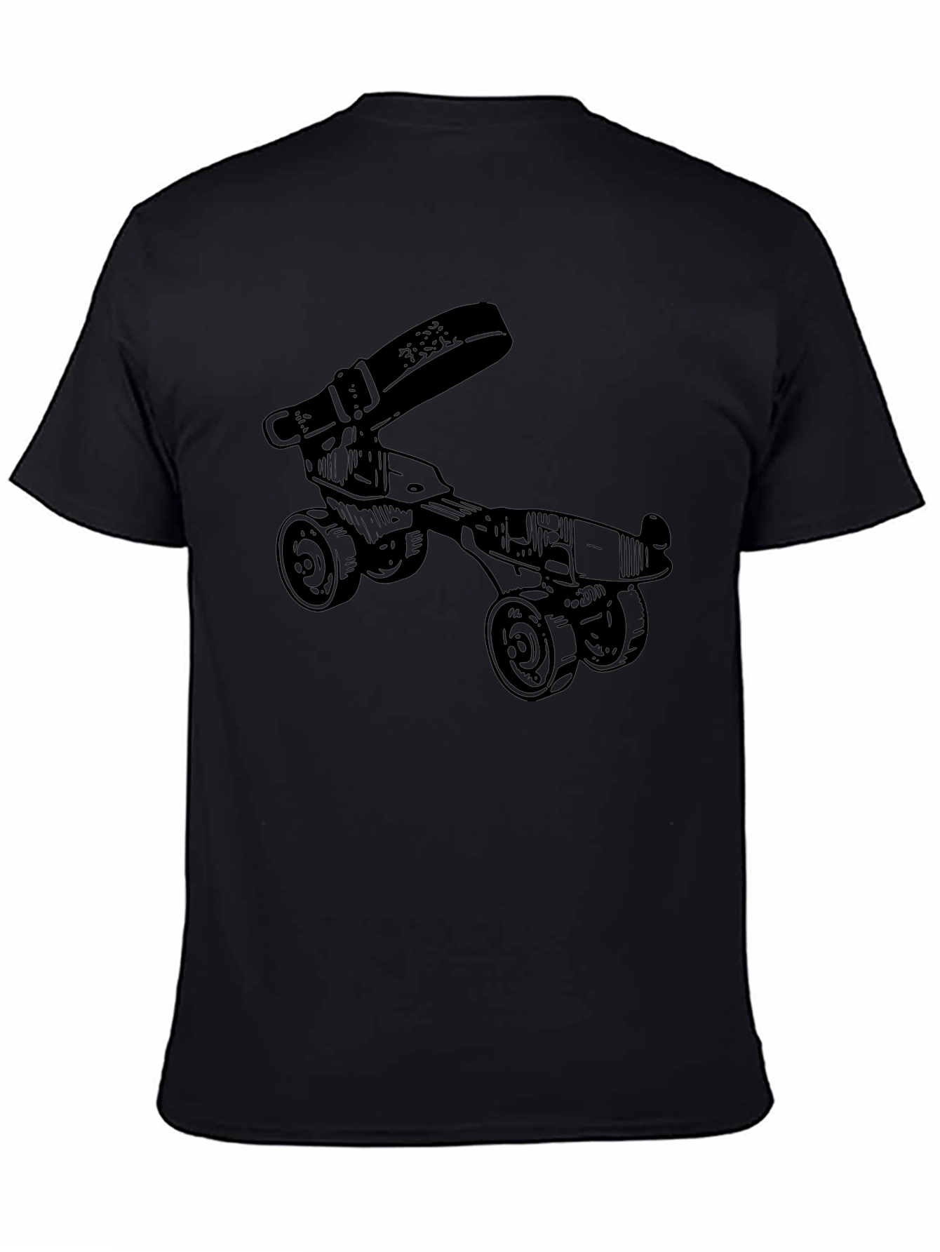 Black Novelty Roller Skate T-Shirt - Retro Style Black Tee view 4