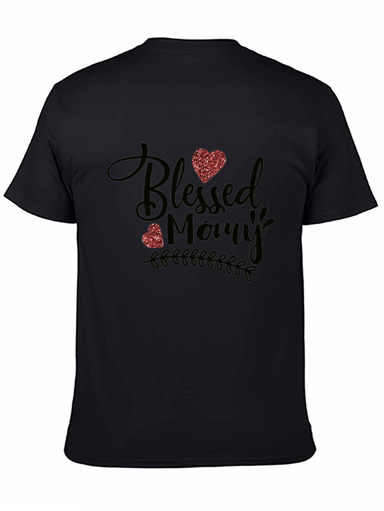 Black Blessed Mommy T-Shirt - Cute Mother's Day Tee view 4