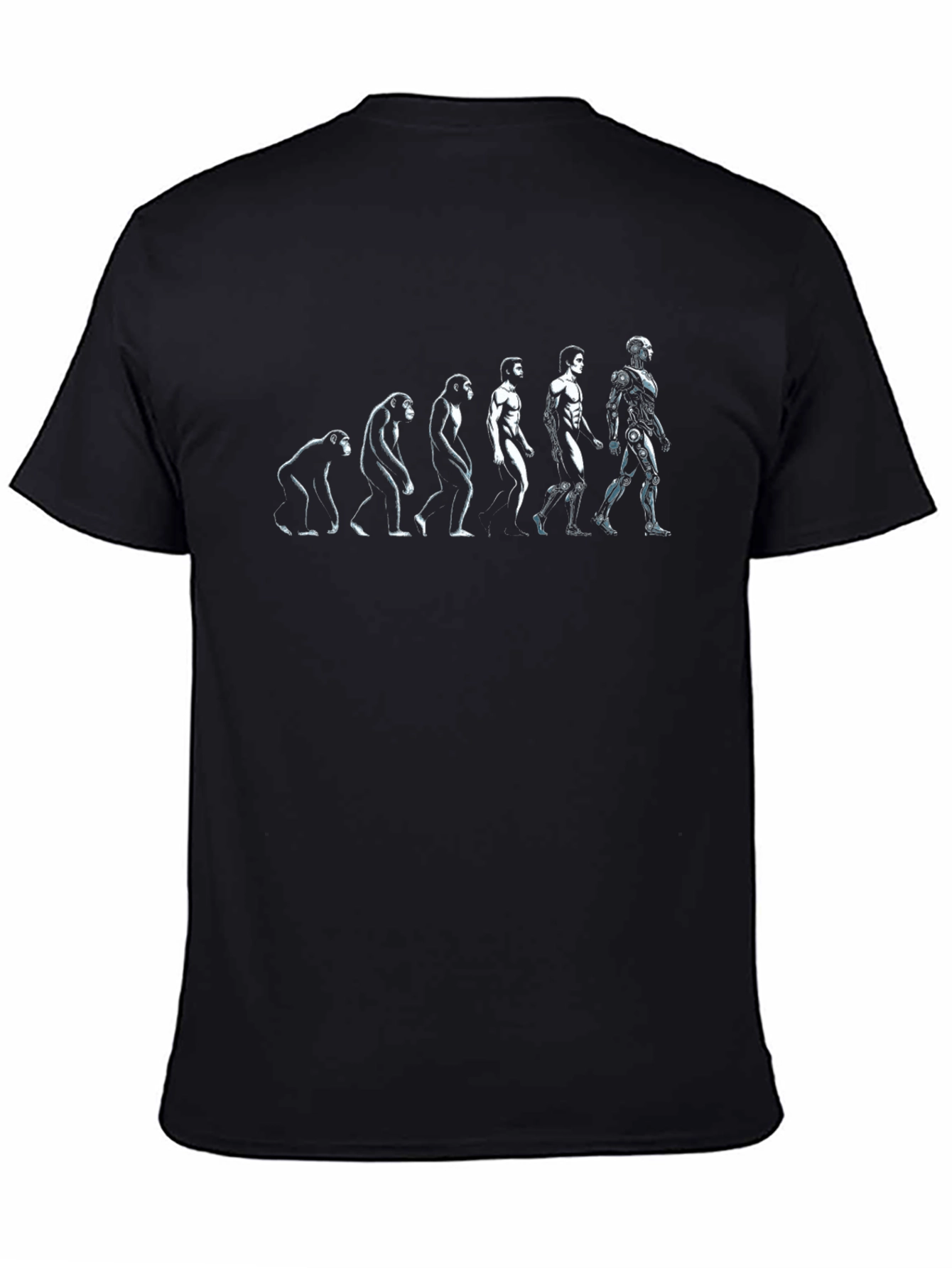 Black Evolution to Robot Black Graphic T-Shirt view 4