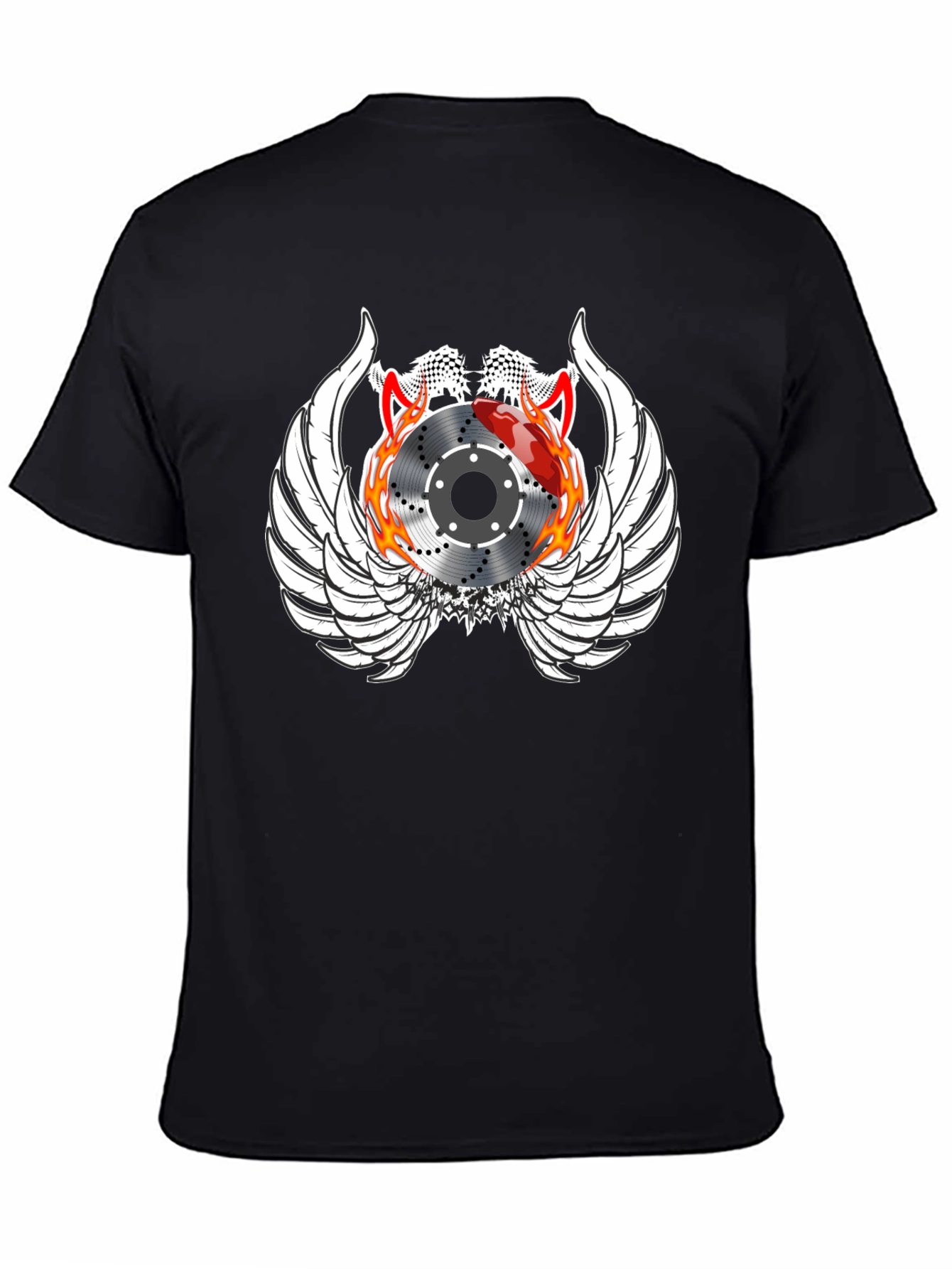 Black Racing Brake Disc Winged Graphic Tee view 4