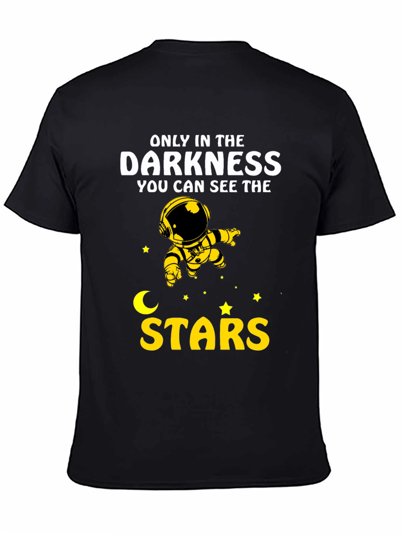 Black Darkness Stars Graphic T-Shirt - Astronaut Design view 4
