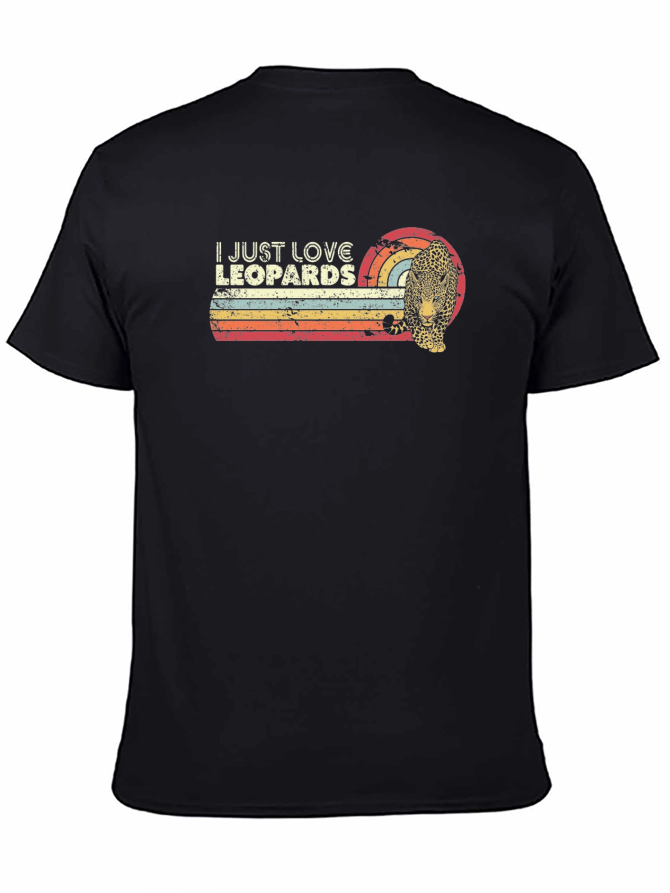 Black I Just Love Leopards Retro Graphic Tee view 4