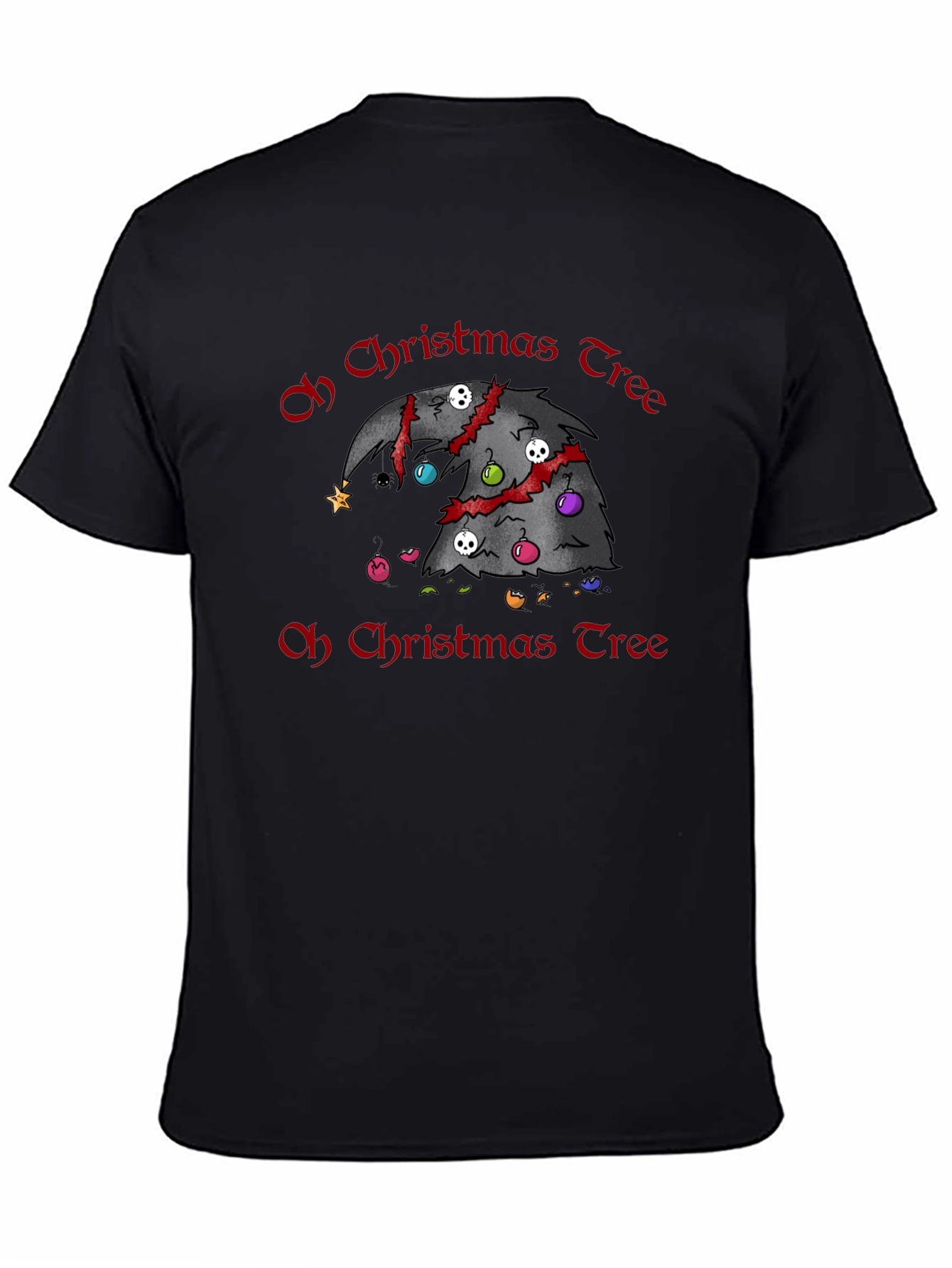 Black Gothic Christmas Tree T-Shirt - Horror Holiday Tee view 4
