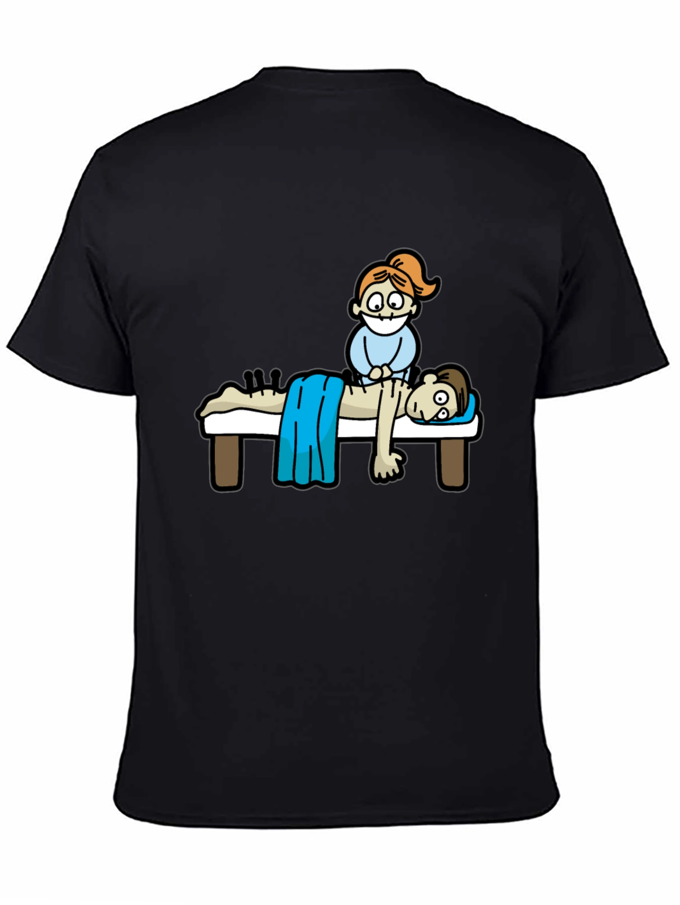 Black Acupuncture Cartoon T-Shirt view 4