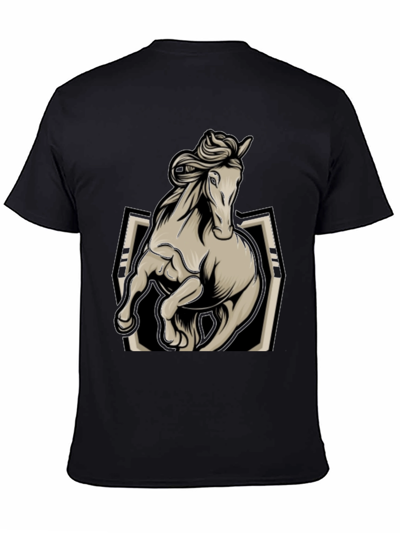 Black Horse Graphic Tee - Stylish Black Men's T-Shirt view 4