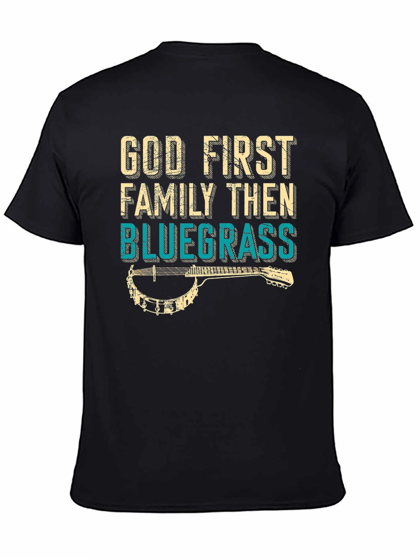 Black God First Family Then Bluegrass T-Shirt view 4