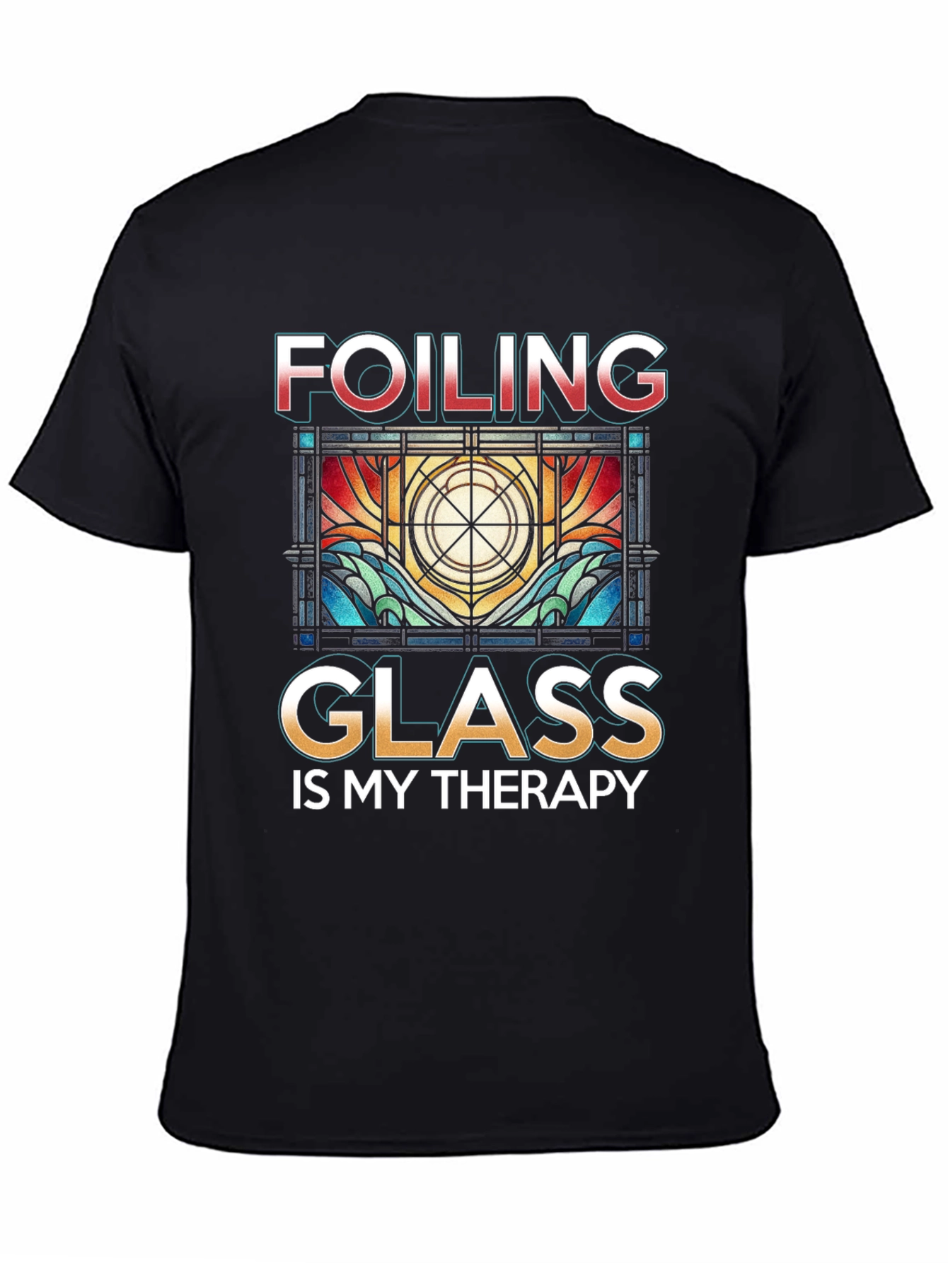 Black Foiling Glass Is My Therapy T-Shirt view 4