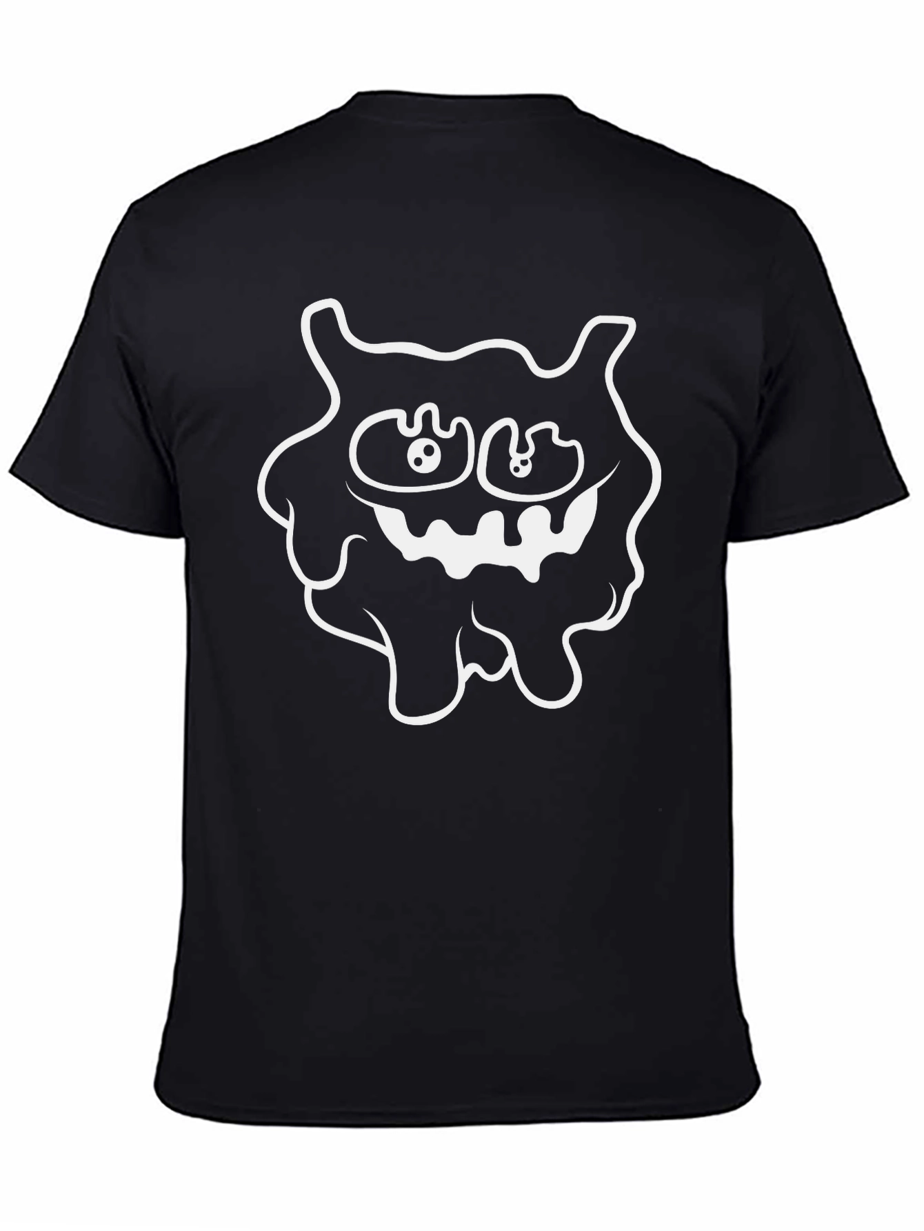 Black Funny Cartoon Monster Graphic Tee - Black view 4