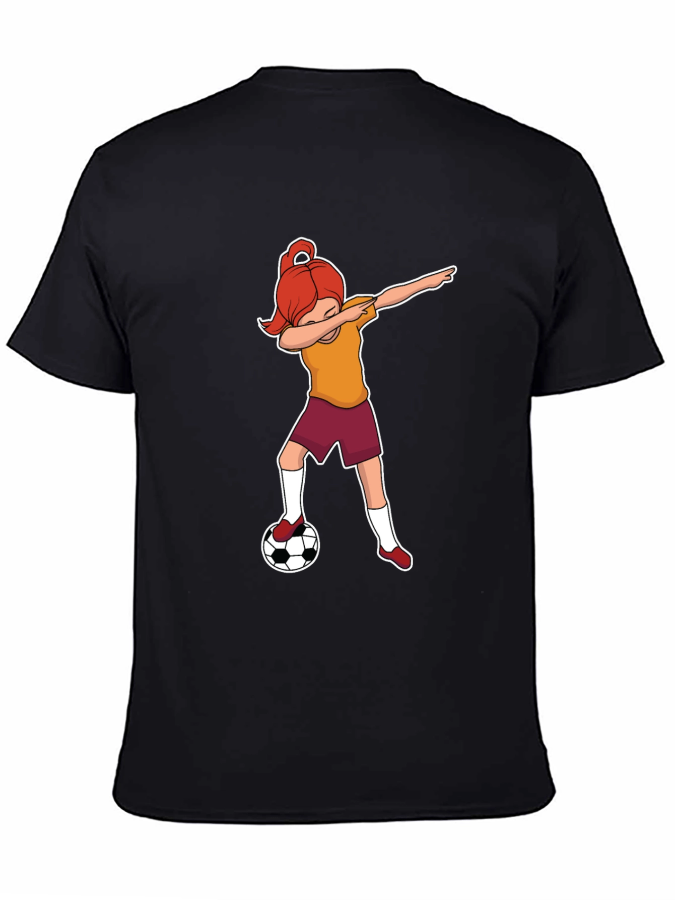 Black Soccer Dabbing Girl Graphic T-Shirt view 4