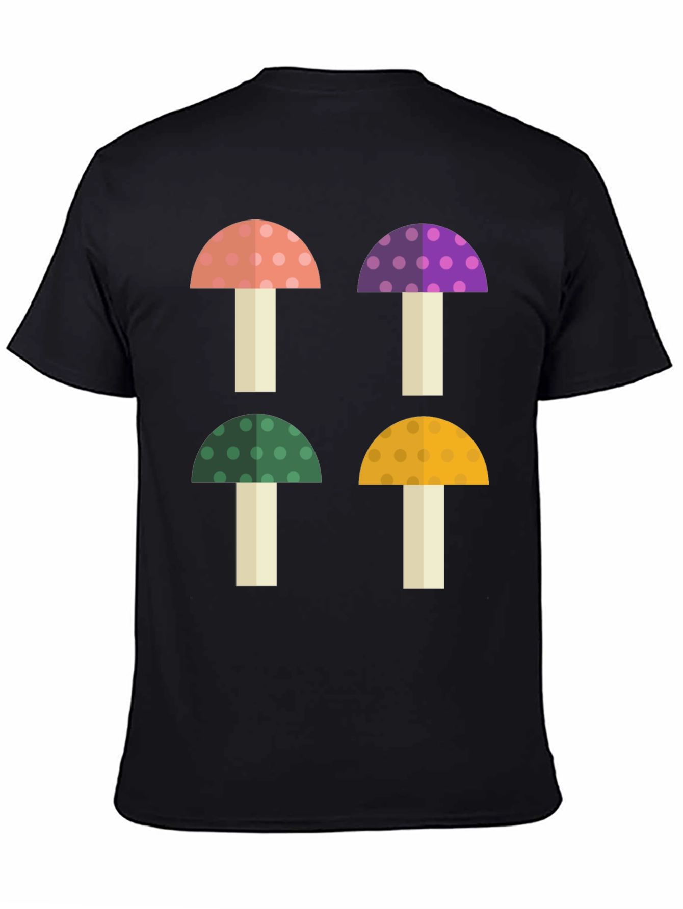 Black Funky Mushroom Graphic Tee - Novelty Shirt view 4