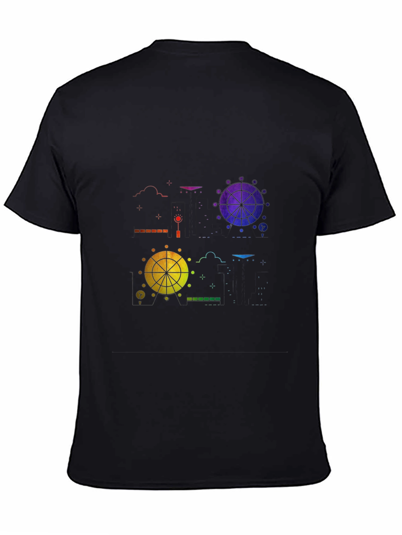 Black Rainbow Ferris Wheel Graphic Tee - Black view 4