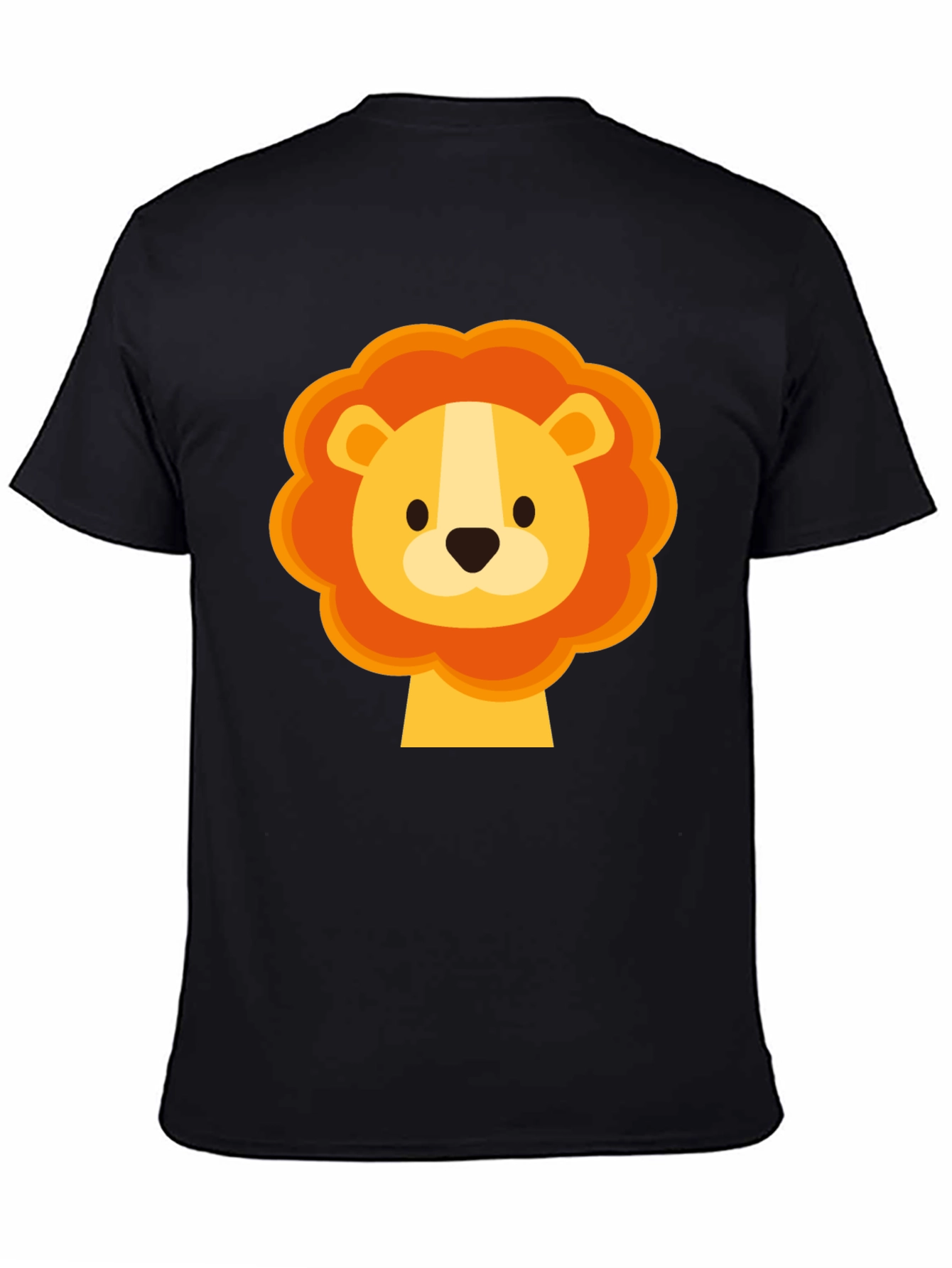 Black Cute Lion Graphic Black T-Shirt view 4
