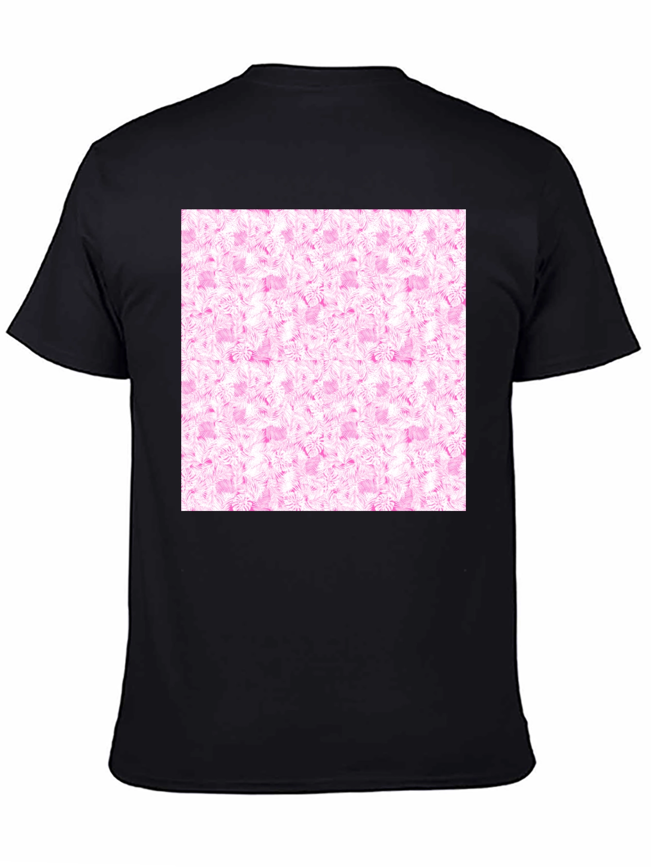 Black Black Tee with Pink Floral Pattern view 4