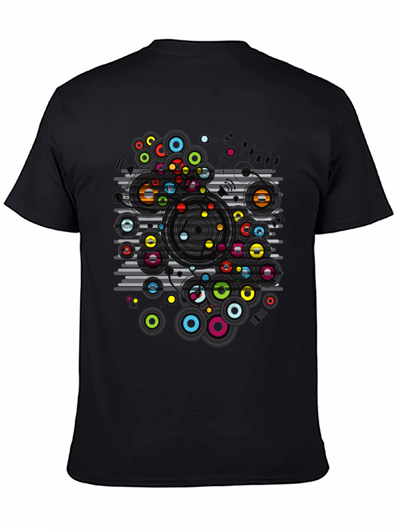 Black Abstract Circles Graphic T-Shirt - Modern Art Tee view 4