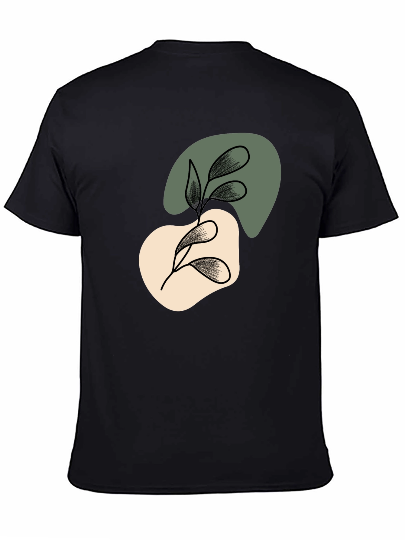 Abstract Leaf Graphic Black T-Shirt - 4