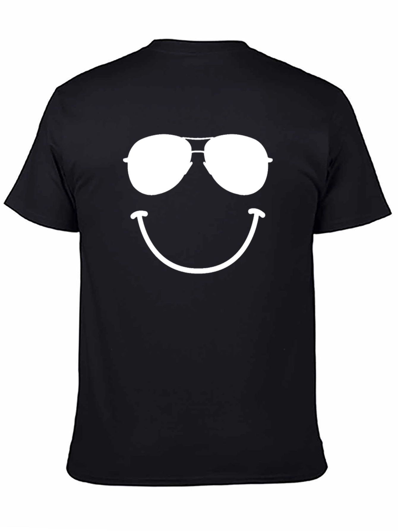 Black Cool Aviator Smiley Face T-Shirt view 4