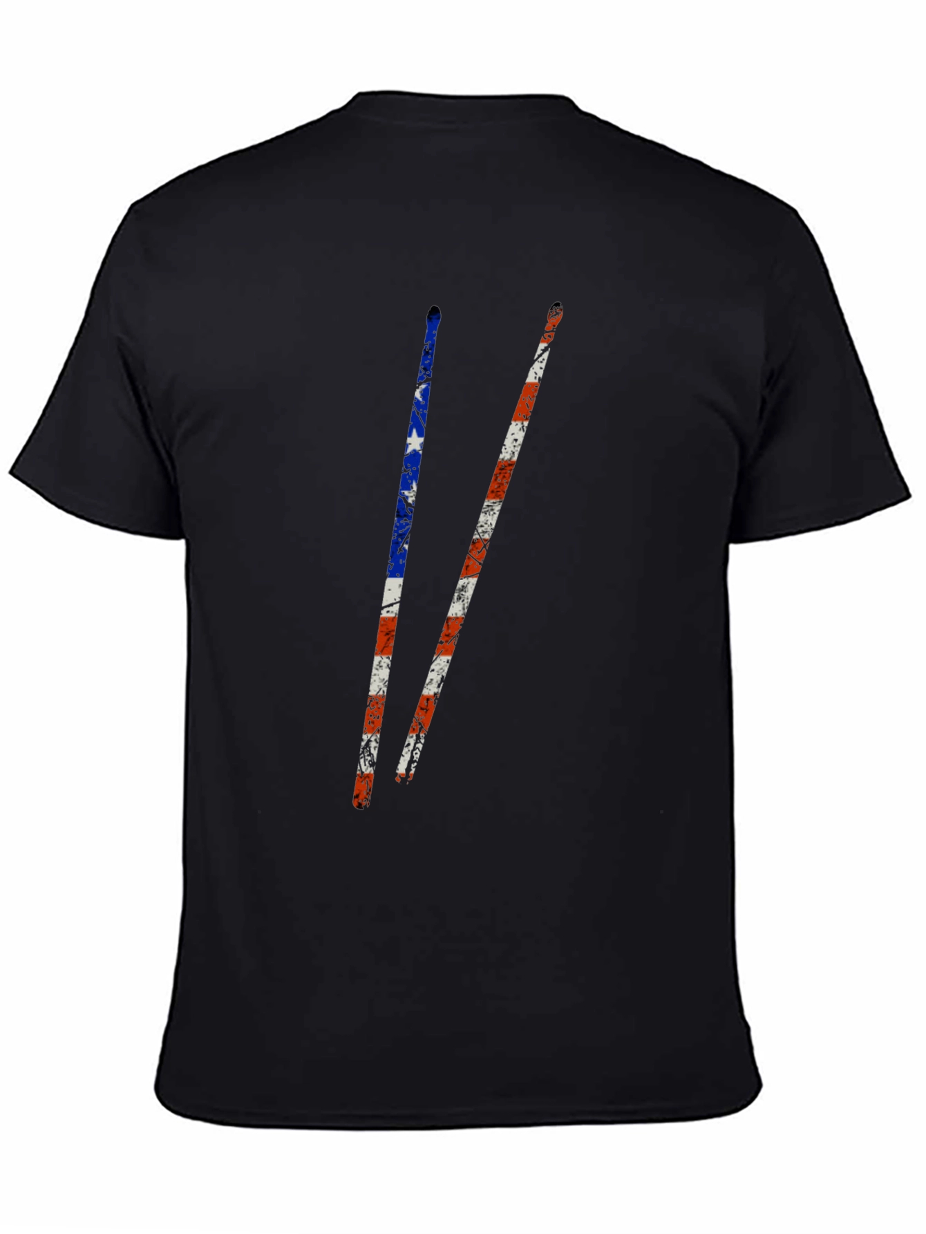 Black American Flag Drumsticks Graphic Tee view 4