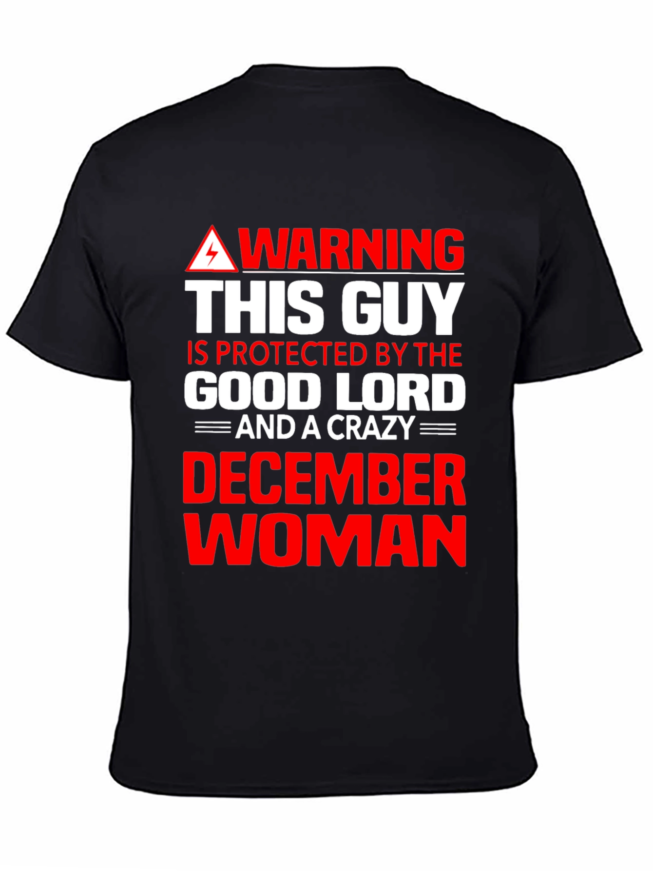 Black Warning: Protected By December Woman Graphic Tee view 4
