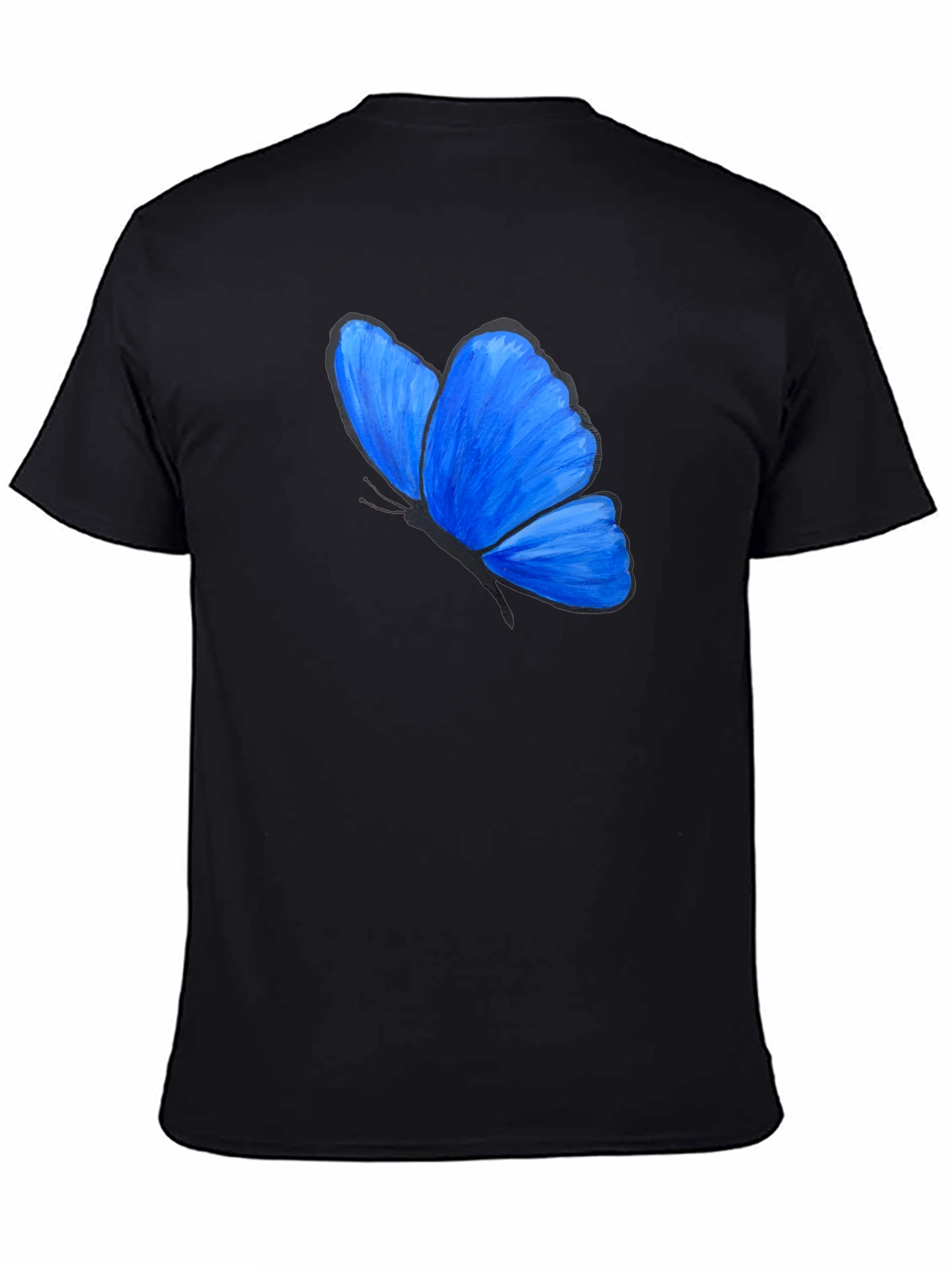 Black Blue Butterfly Graphic T-Shirt - Unisex view 4