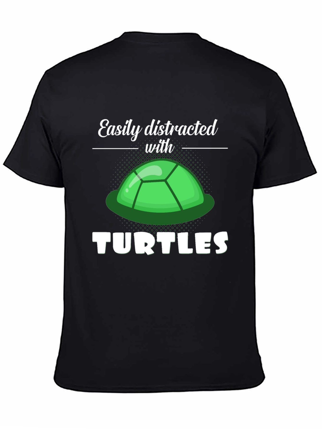 Black Easily Distracted With Turtles Graphic Tee view 4