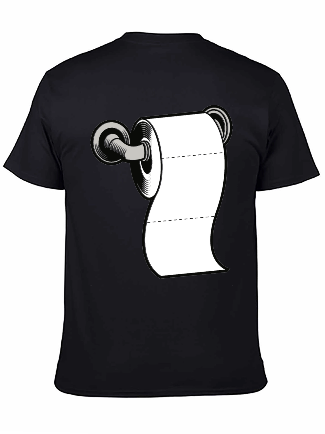 Black Toilet Paper Humor Tee - Black Cotton Blend Shirt view 4
