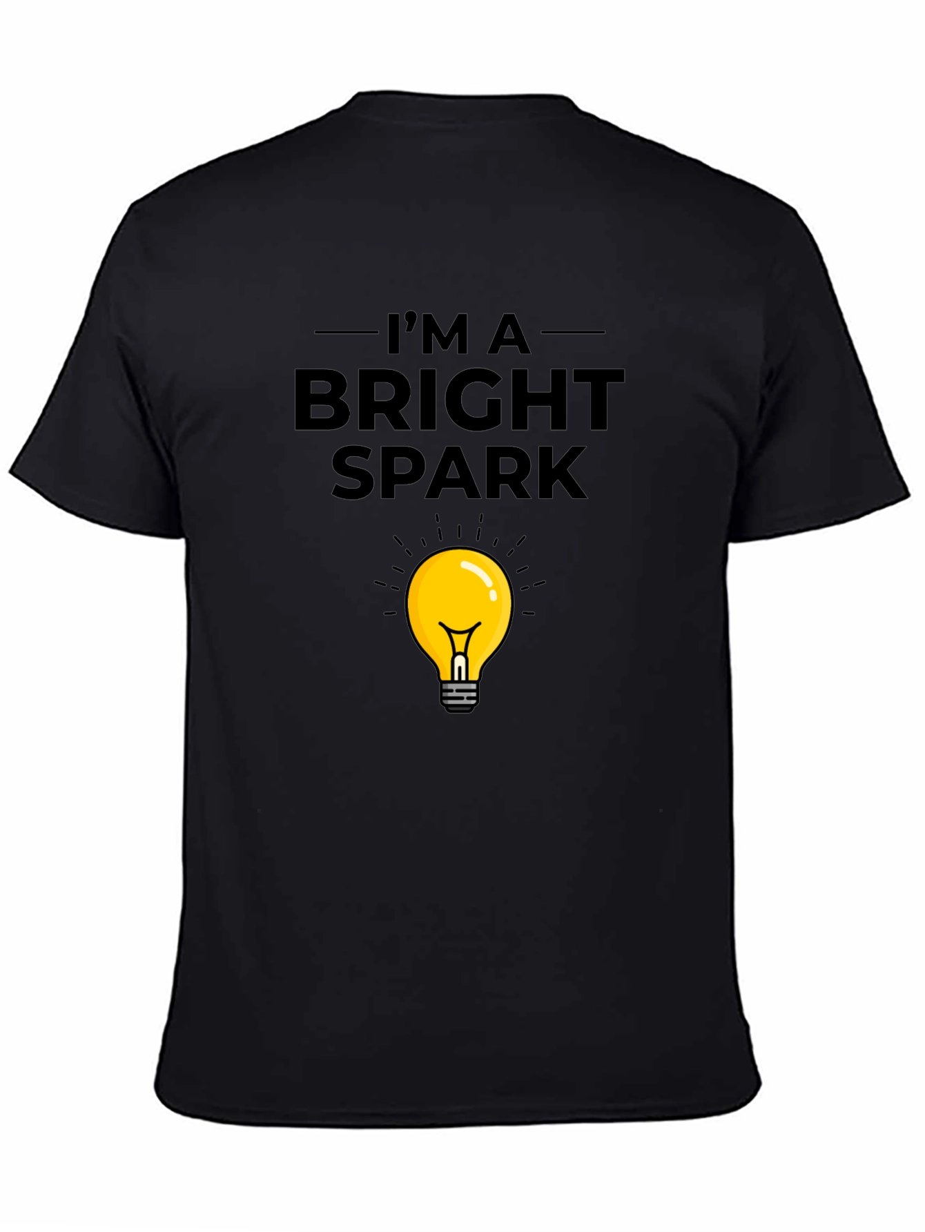 Black Bright Spark T-Shirt - Light Bulb Graphic Tee view 4