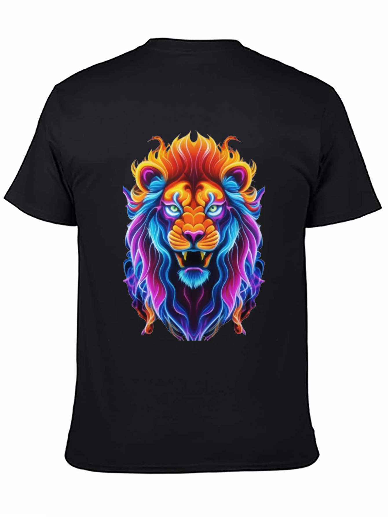 Black Neon Lion Graphic Tee - Bold Animal Print view 4
