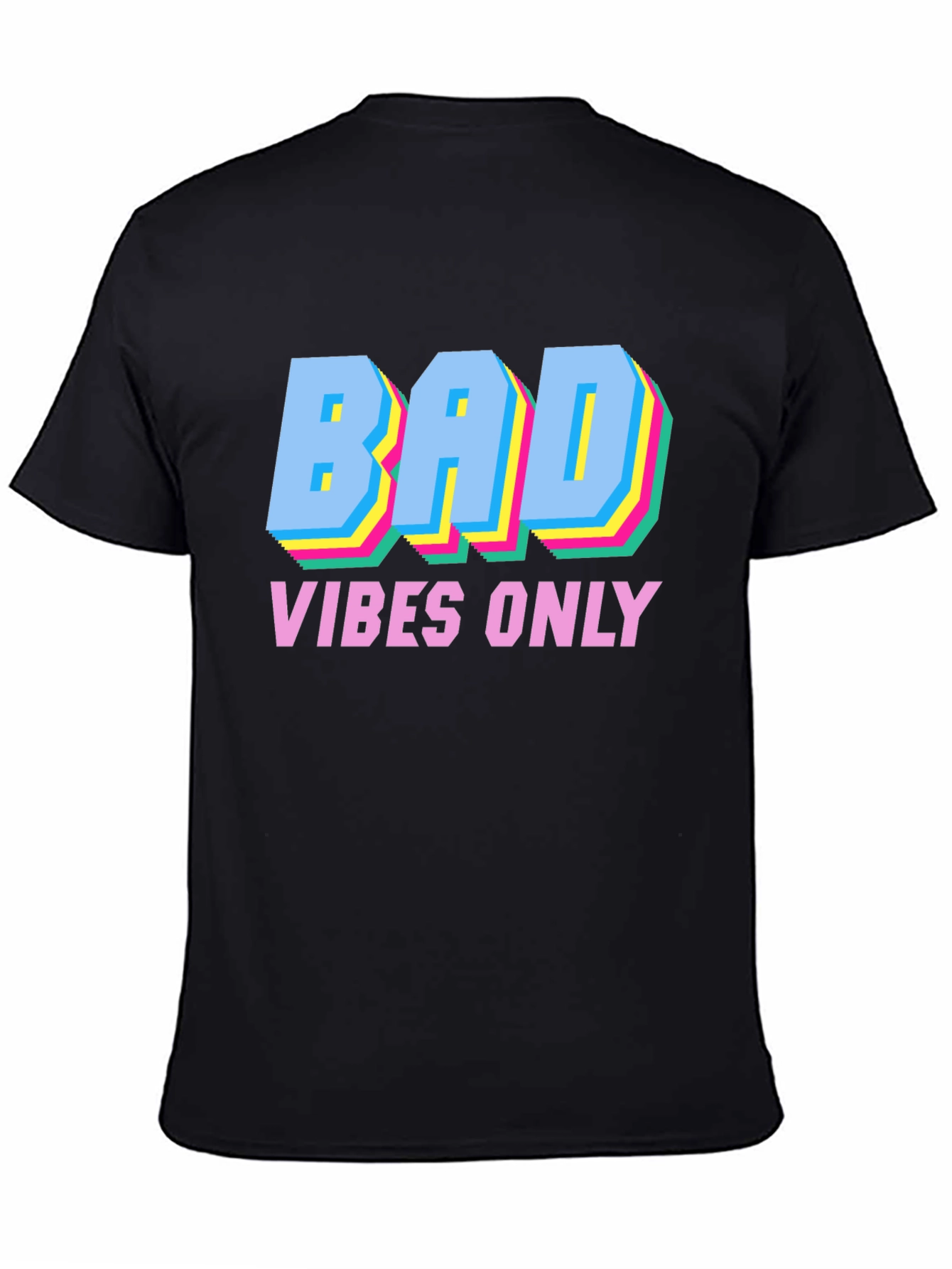 Black Bad Vibes Only Graphic Tee - Trendy Crew Neck T-Shirt view 4