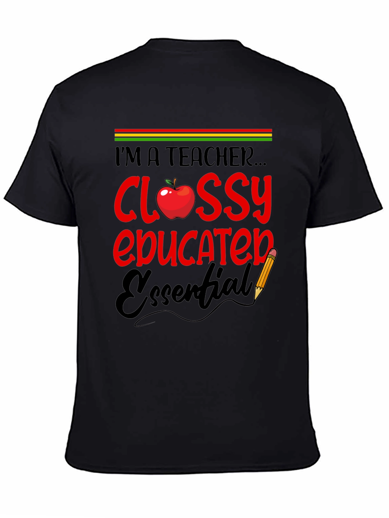 Black Teacher Glossy Educated Essential T-Shirt view 4
