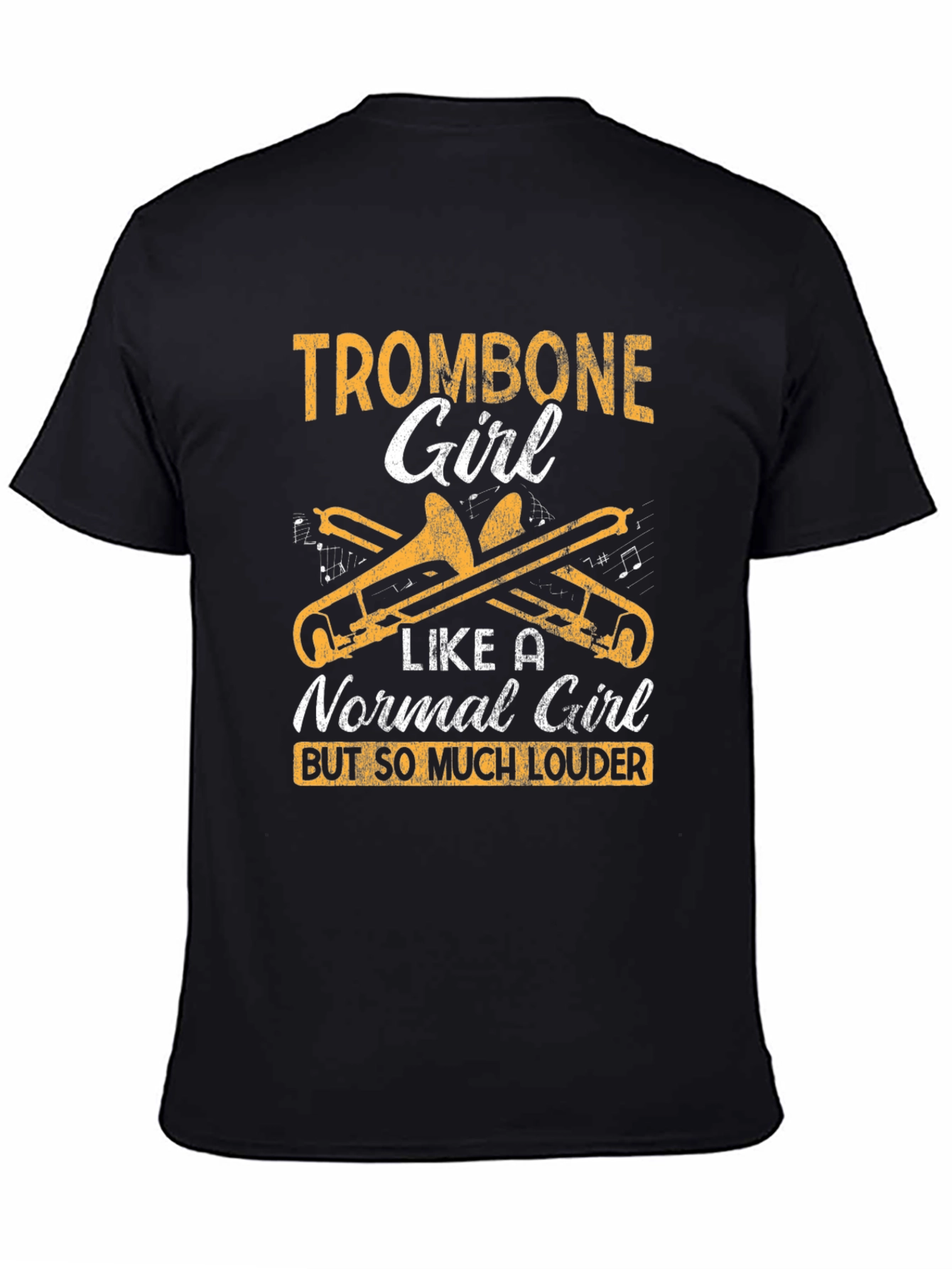 Black Trombone Girl Graphic Tee - Musician's Humor T-Shirt view 4