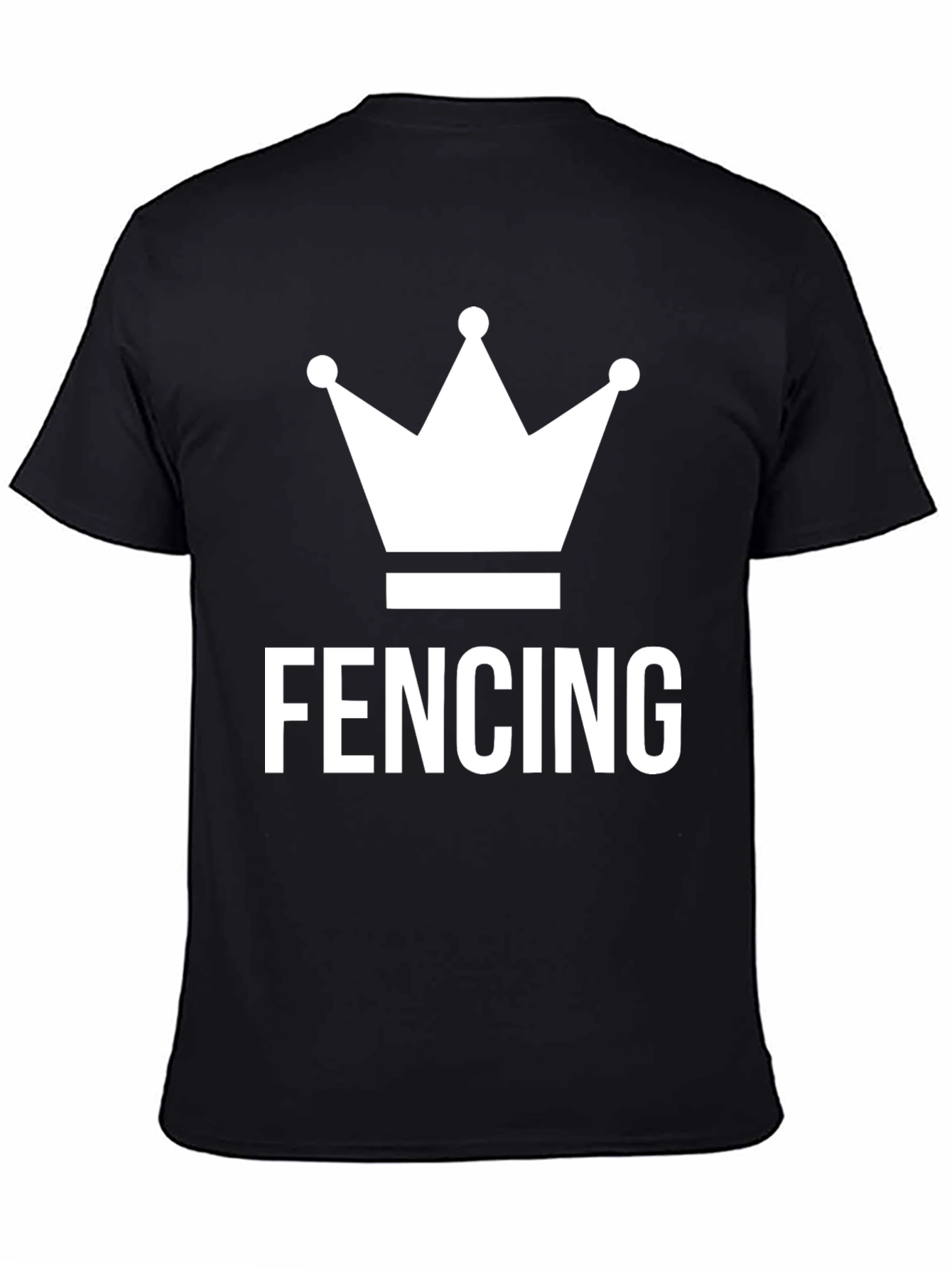 Black Fencing Crown Graphic Tee - Black Cotton T-Shirt view 4