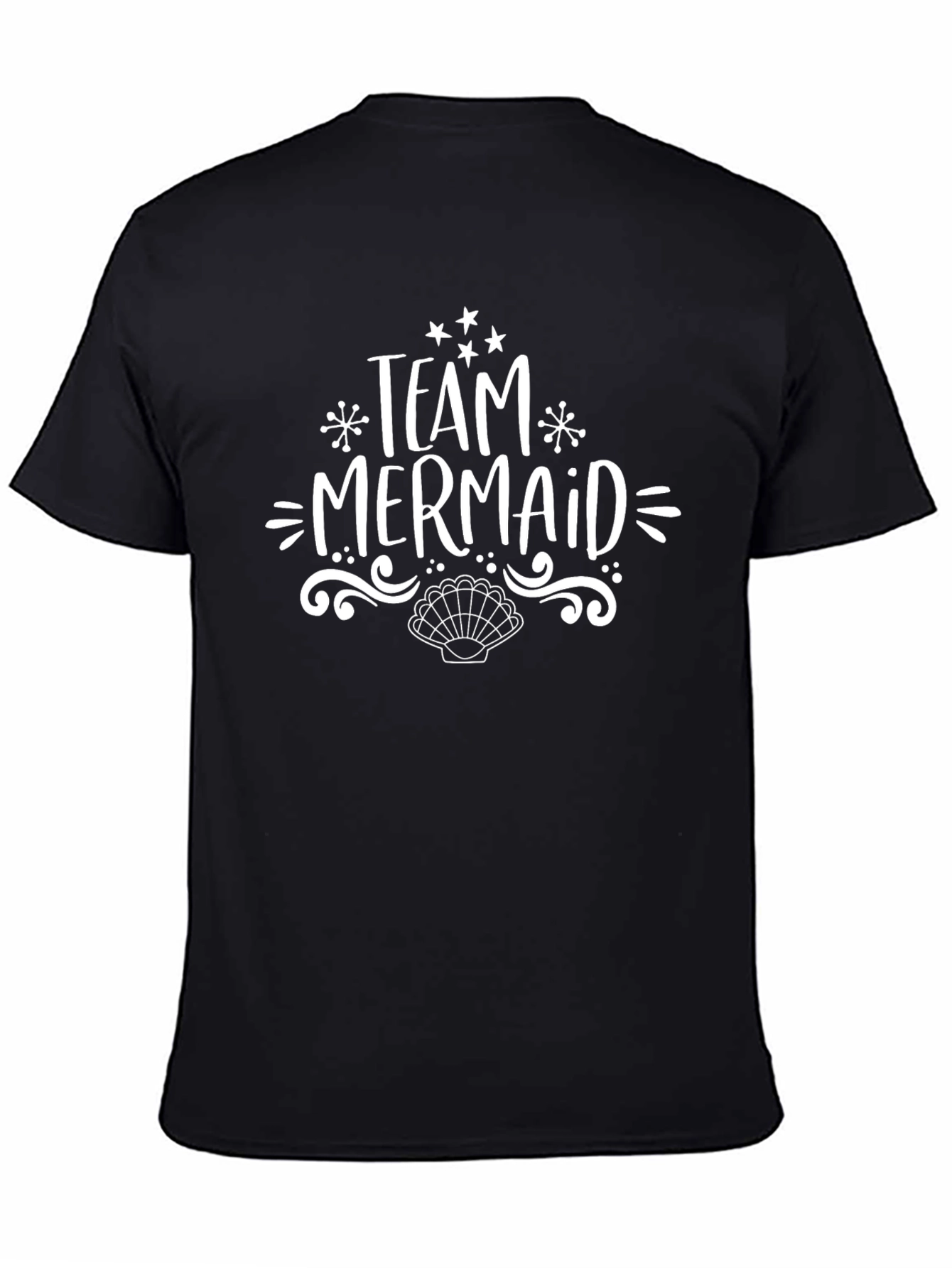 Black Team Mermaid T-Shirt - Black Cotton Tee view 4